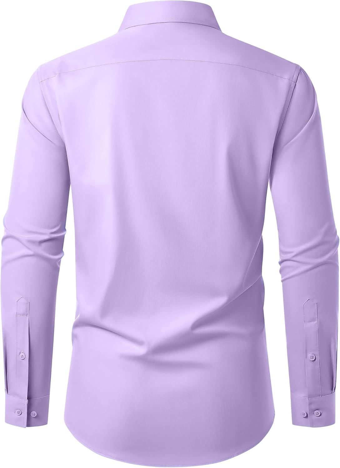 imageAlimens amp Gentle Mens Dress Shirts Long Sleeve Wrinkle Free Stretch Business Casual Button Down ShirtsLavender Purple
