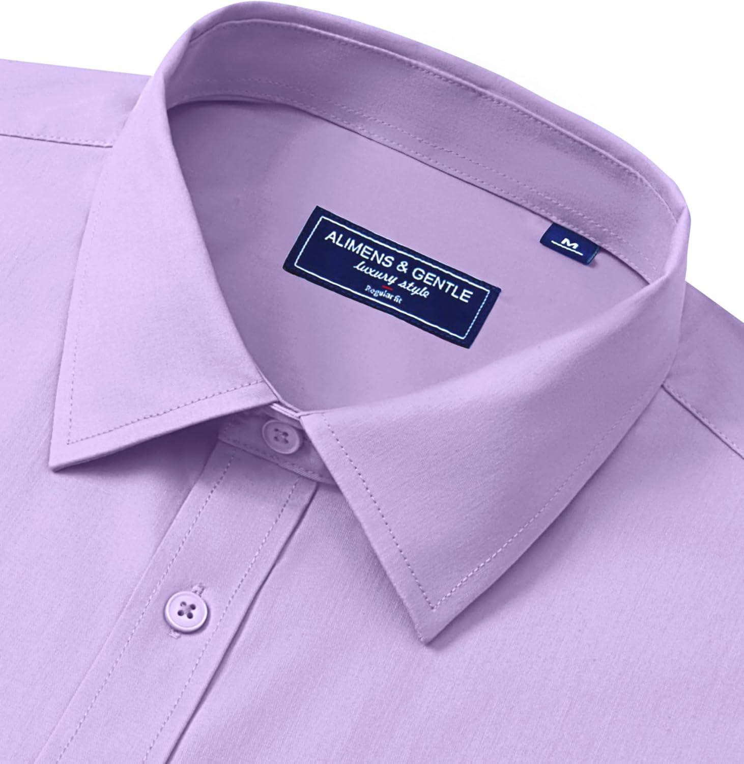 imageAlimens amp Gentle Mens Dress Shirts Long Sleeve Wrinkle Free Stretch Business Casual Button Down ShirtsLavender Purple