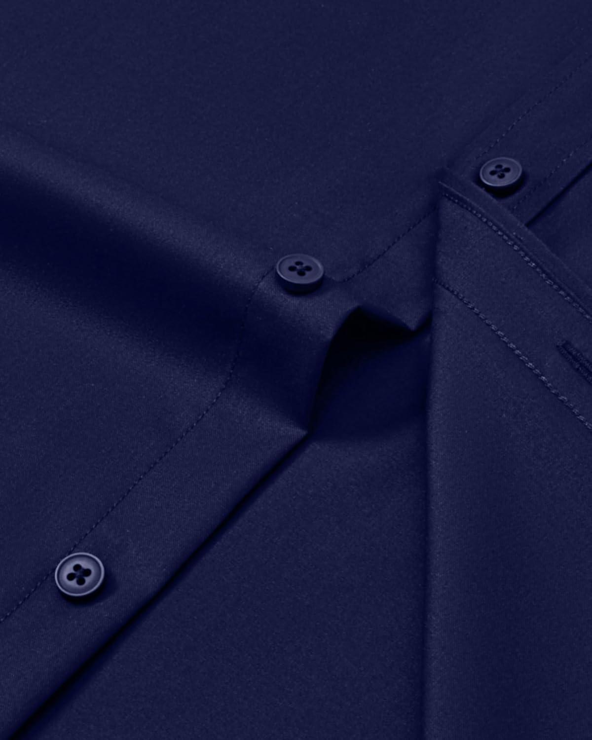 imageAlimens amp Gentle Mens Dress Shirts Long Sleeve Wrinkle Free Stretch Business Casual Button Down ShirtsNavy Blue