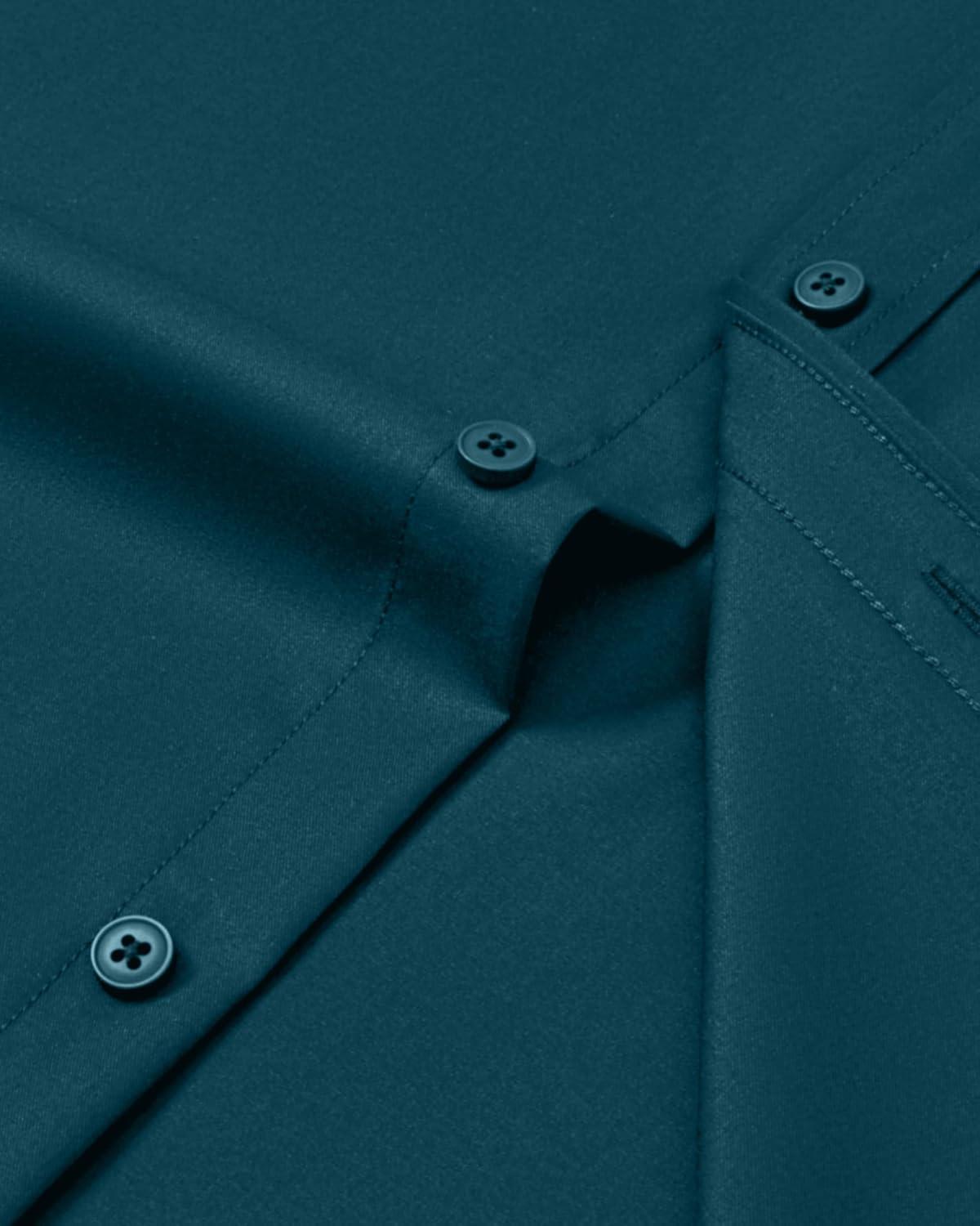 imageAlimens amp Gentle Mens Dress Shirts Long Sleeve Wrinkle Free Stretch Business Casual Button Down ShirtsPeacock Blue
