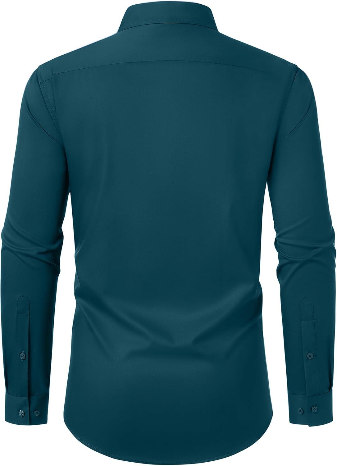 imageAlimens amp Gentle Mens Dress Shirts Long Sleeve Wrinkle Free Stretch Business Casual Button Down ShirtsPeacock Blue