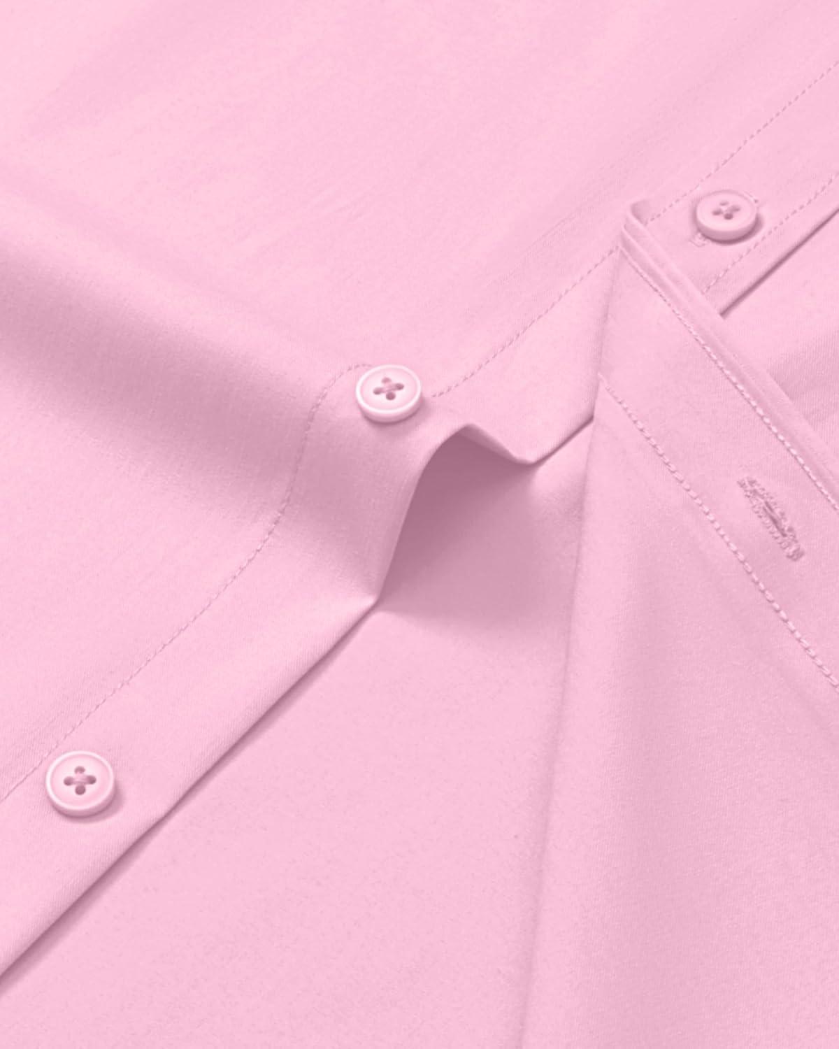 imageAlimens amp Gentle Mens Dress Shirts Long Sleeve Wrinkle Free Stretch Business Casual Button Down ShirtsPink