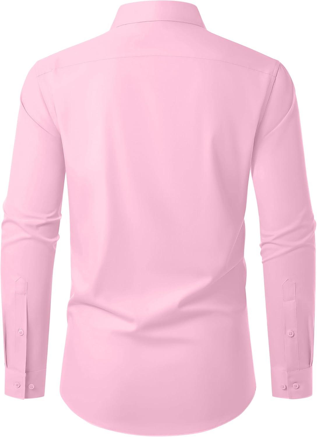 imageAlimens amp Gentle Mens Dress Shirts Long Sleeve Wrinkle Free Stretch Business Casual Button Down ShirtsPink