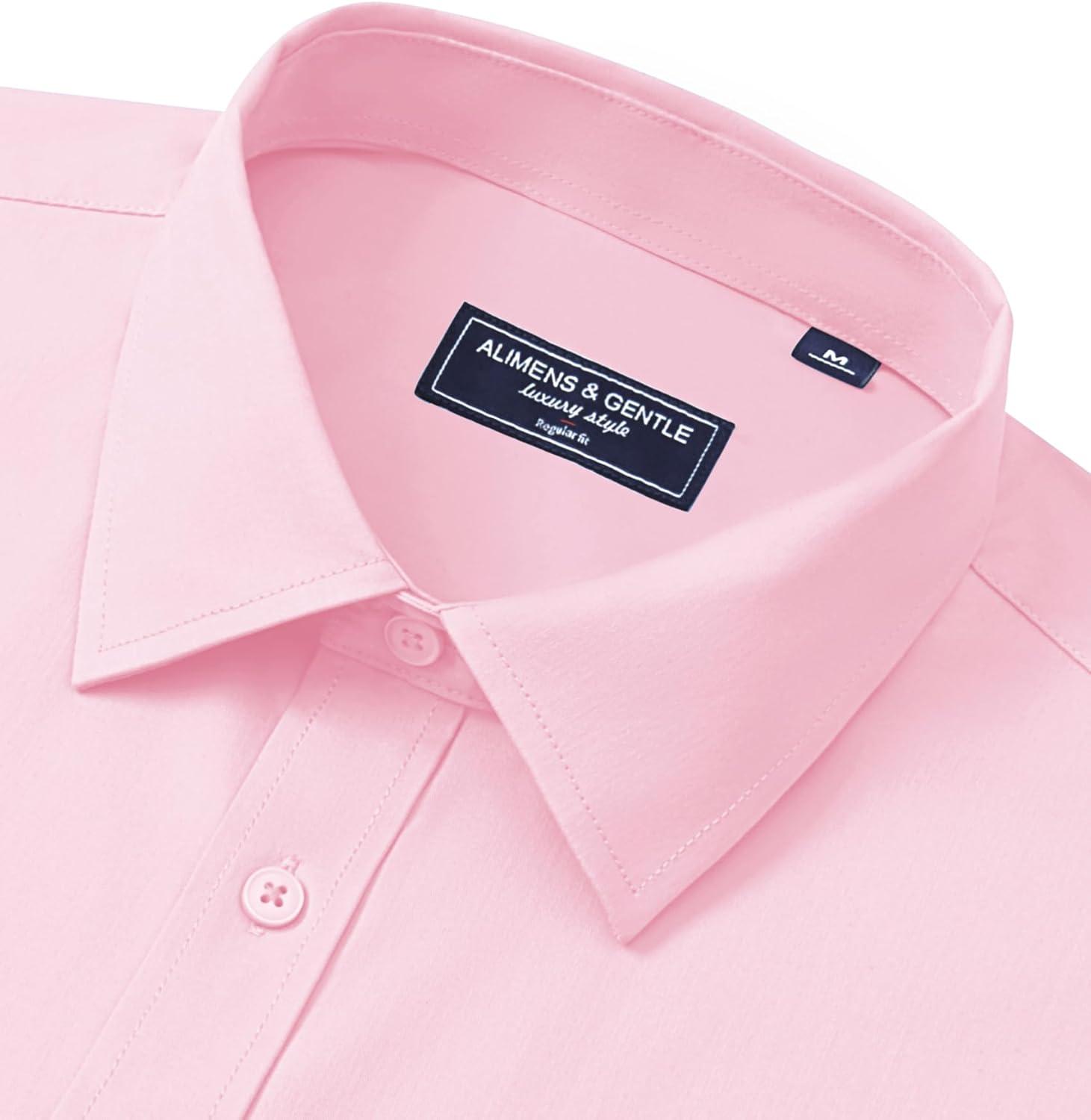 imageAlimens amp Gentle Mens Dress Shirts Long Sleeve Wrinkle Free Stretch Business Casual Button Down ShirtsPink