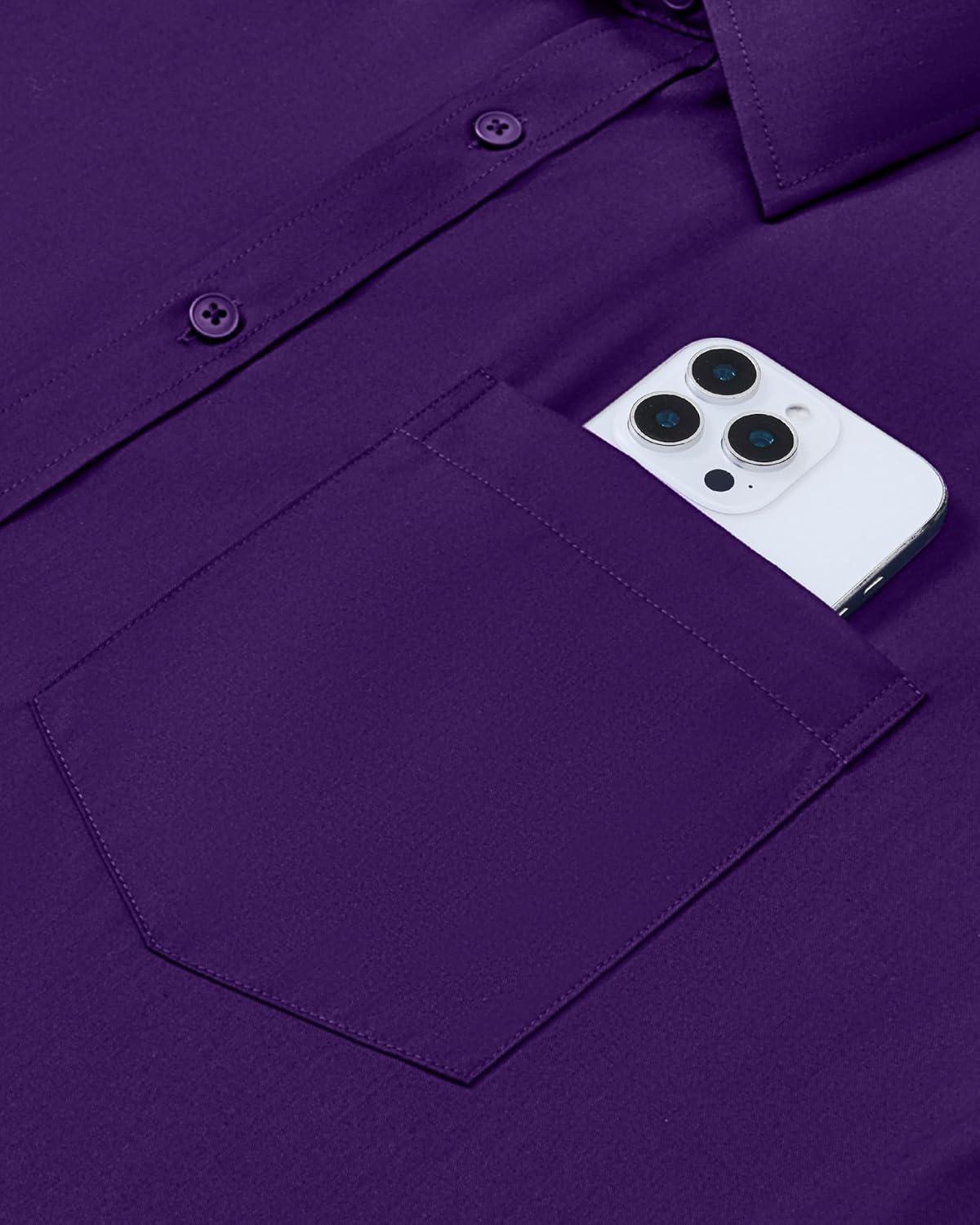 imageAlimens amp Gentle Mens Dress Shirts Long Sleeve Wrinkle Free Stretch Business Casual Button Down ShirtsPurple