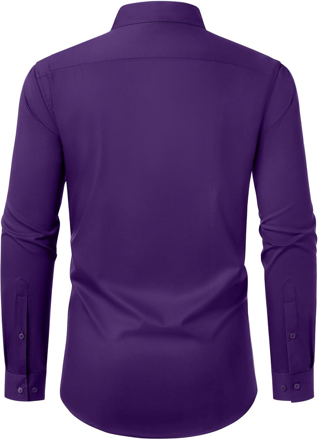 imageAlimens amp Gentle Mens Dress Shirts Long Sleeve Wrinkle Free Stretch Business Casual Button Down ShirtsPurple