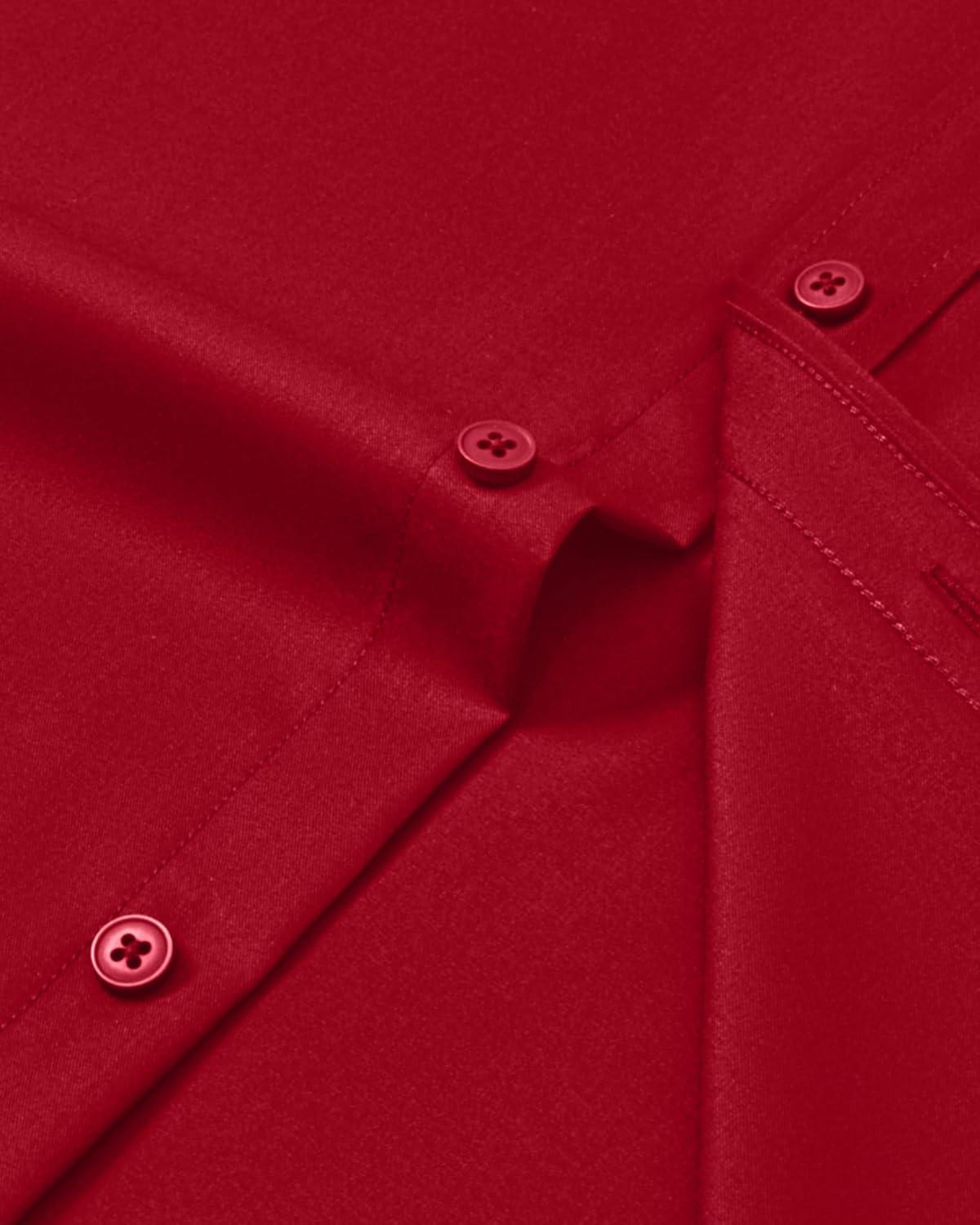 imageAlimens amp Gentle Mens Dress Shirts Long Sleeve Wrinkle Free Stretch Business Casual Button Down ShirtsRed