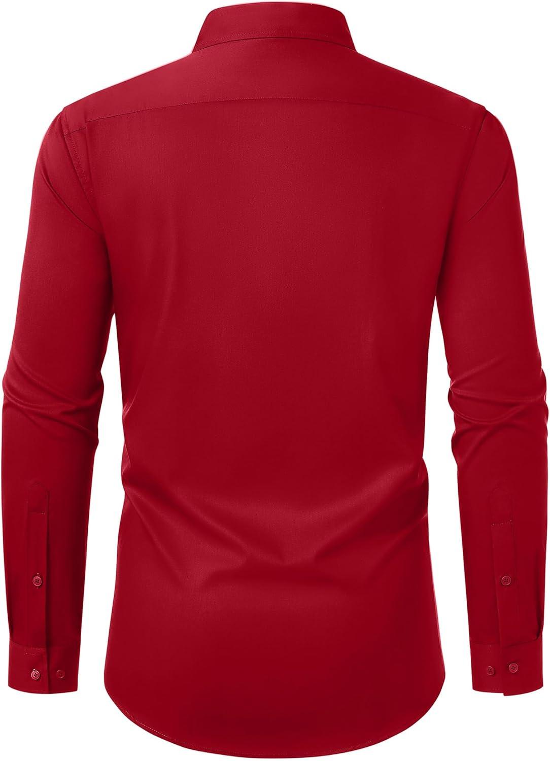 imageAlimens amp Gentle Mens Dress Shirts Long Sleeve Wrinkle Free Stretch Business Casual Button Down ShirtsRed