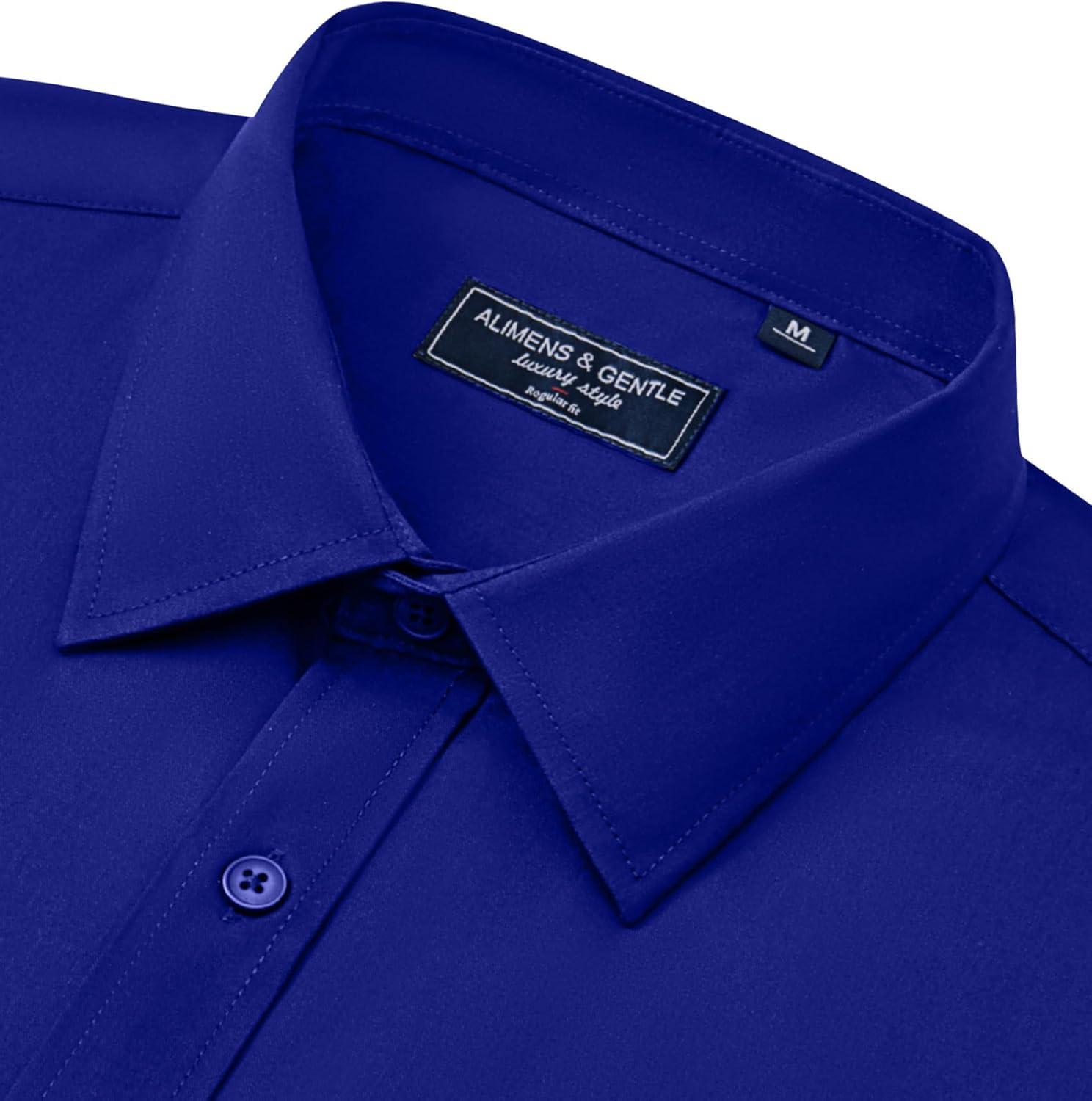 imageAlimens amp Gentle Mens Dress Shirts Long Sleeve Wrinkle Free Stretch Business Casual Button Down ShirtsRoyal Blue
