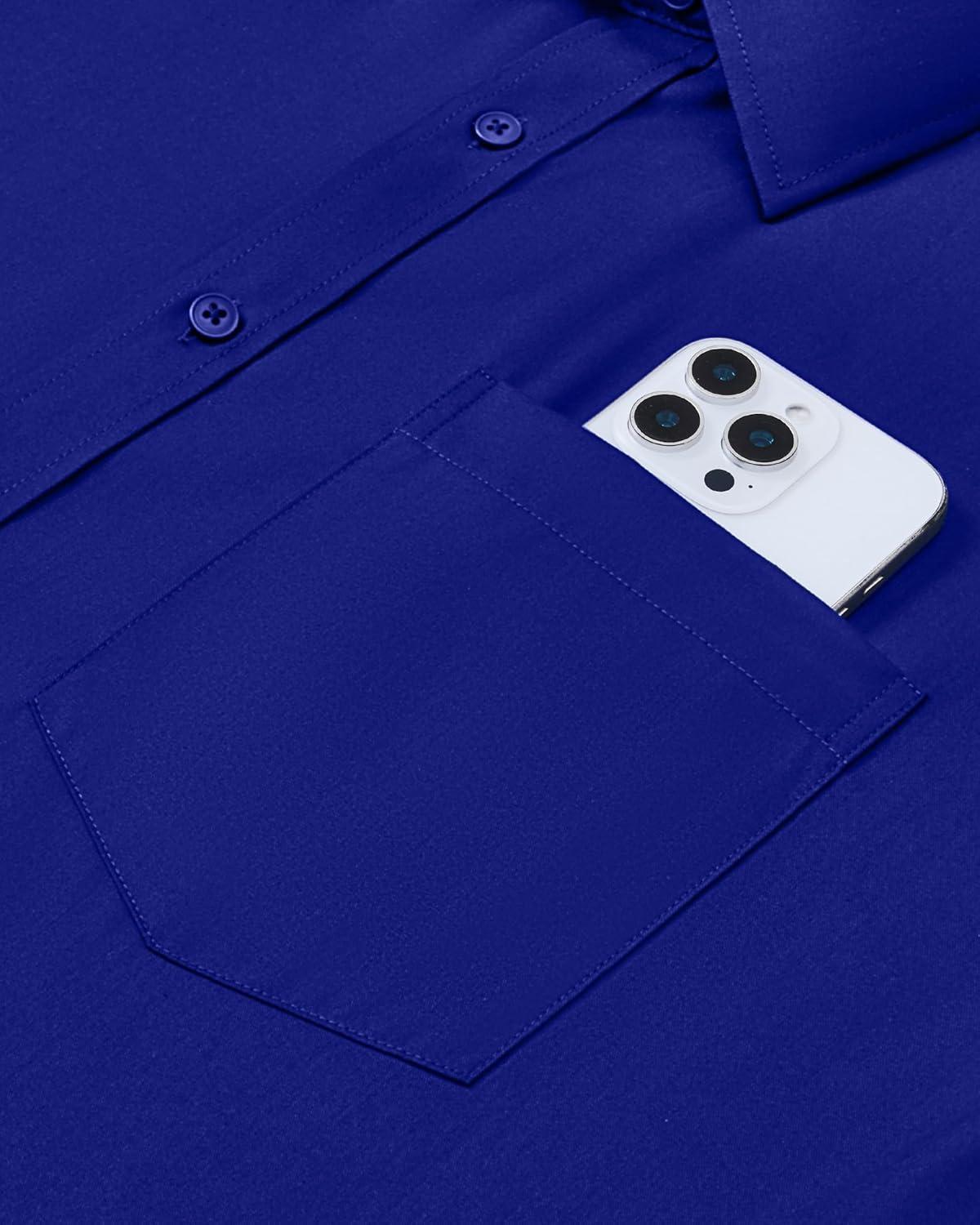 imageAlimens amp Gentle Mens Dress Shirts Long Sleeve Wrinkle Free Stretch Business Casual Button Down ShirtsRoyal Blue