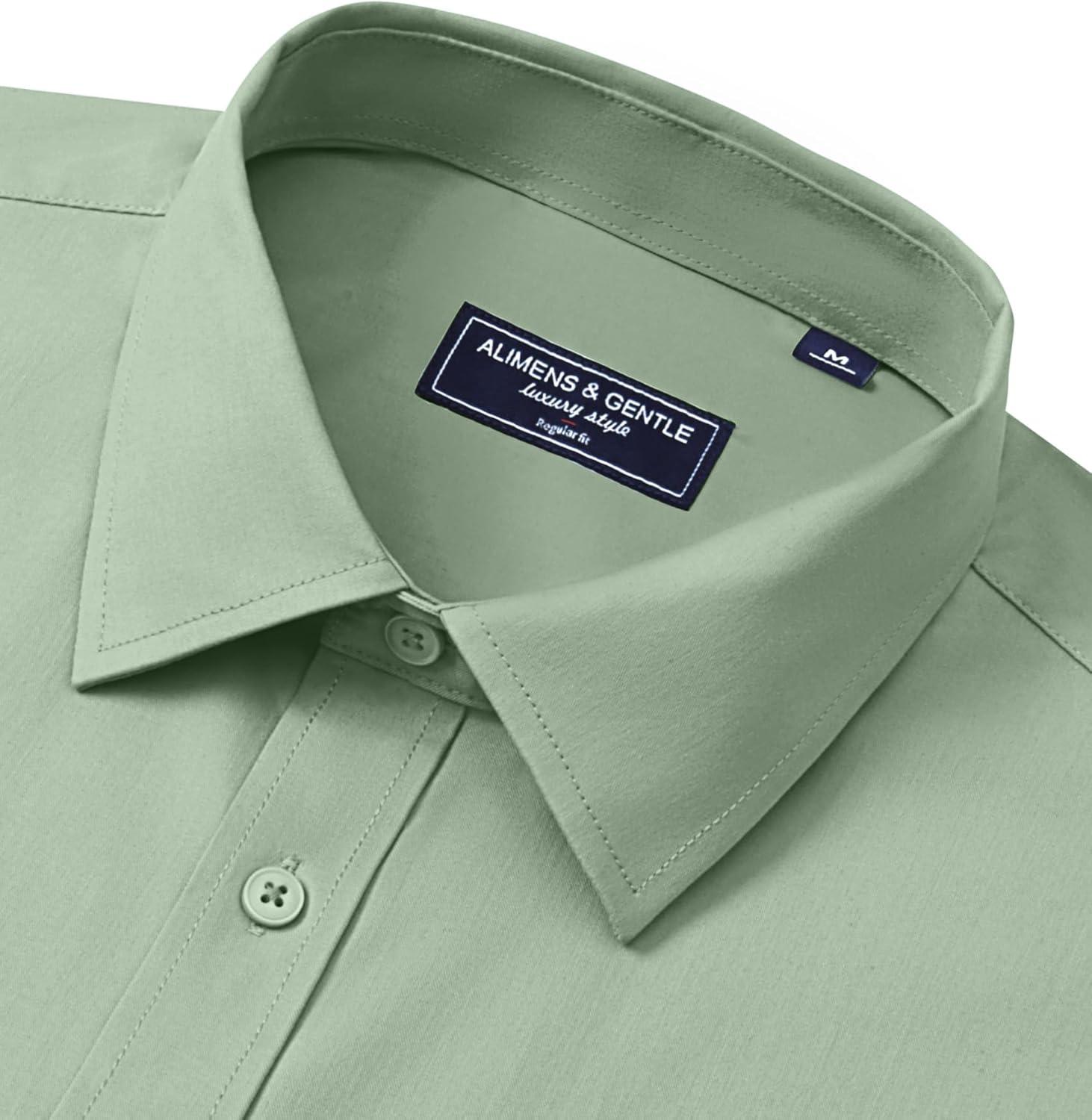 imageAlimens amp Gentle Mens Dress Shirts Long Sleeve Wrinkle Free Stretch Business Casual Button Down ShirtsSage Green