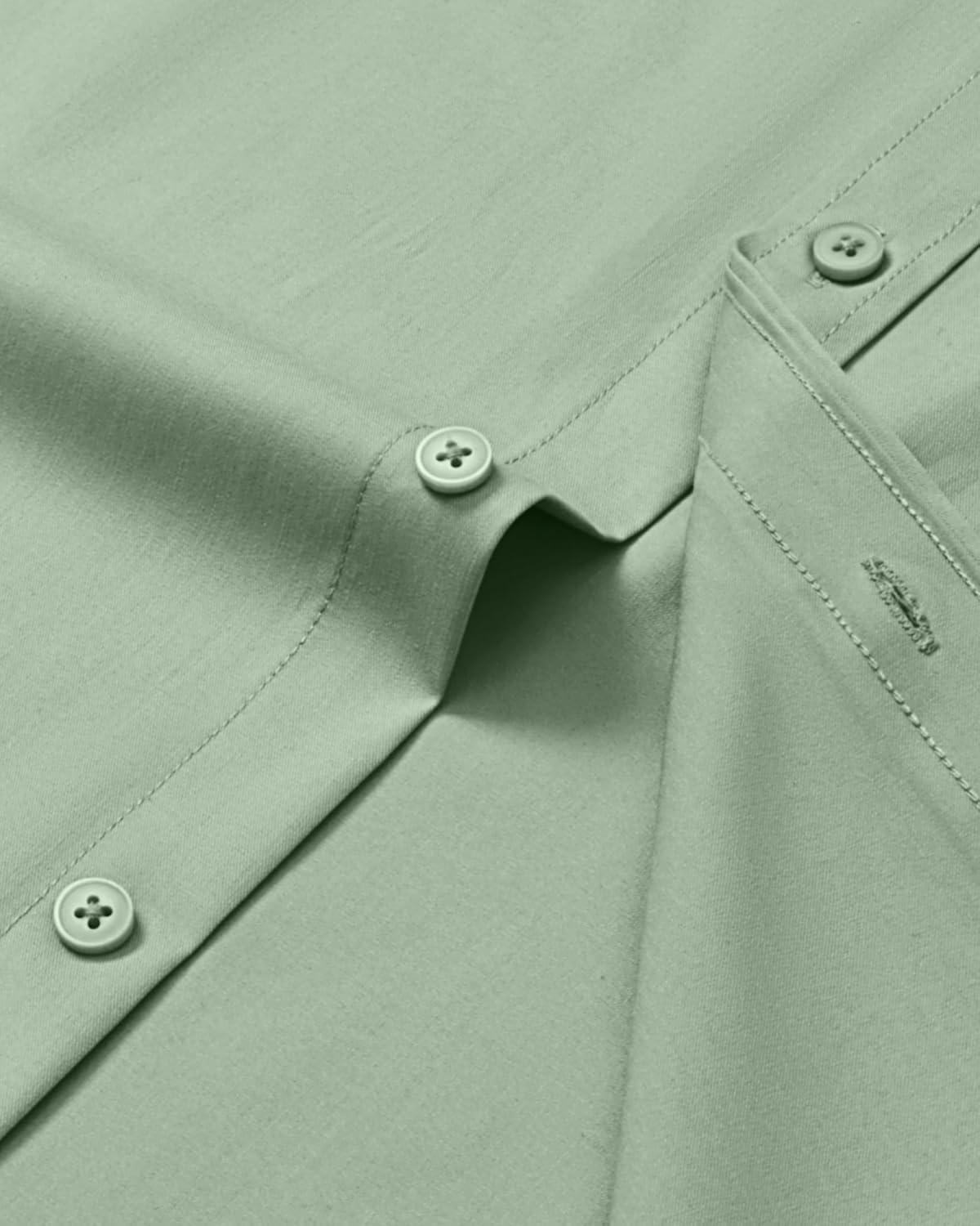 imageAlimens amp Gentle Mens Dress Shirts Long Sleeve Wrinkle Free Stretch Business Casual Button Down ShirtsSage Green