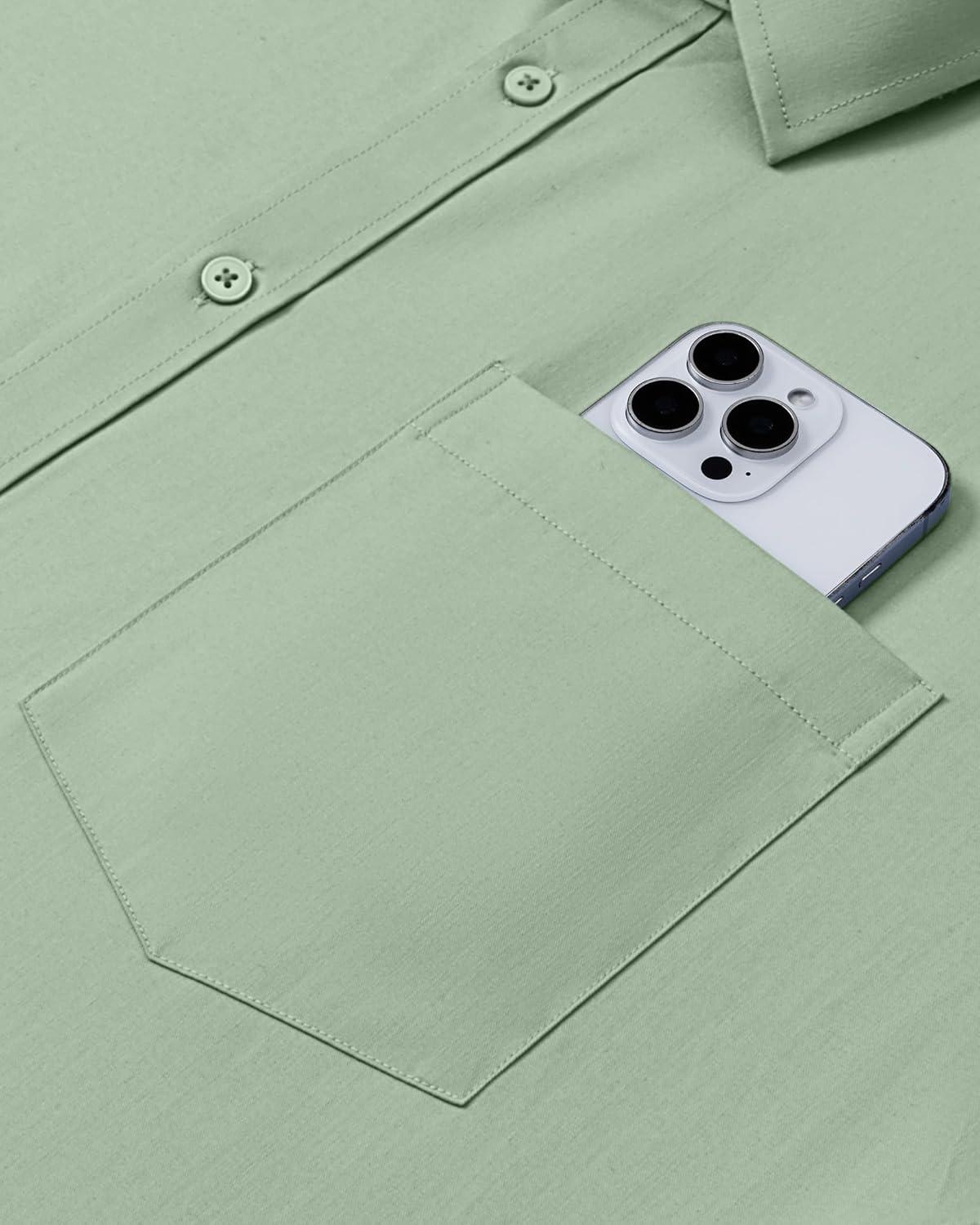imageAlimens amp Gentle Mens Dress Shirts Long Sleeve Wrinkle Free Stretch Business Casual Button Down ShirtsSage Green
