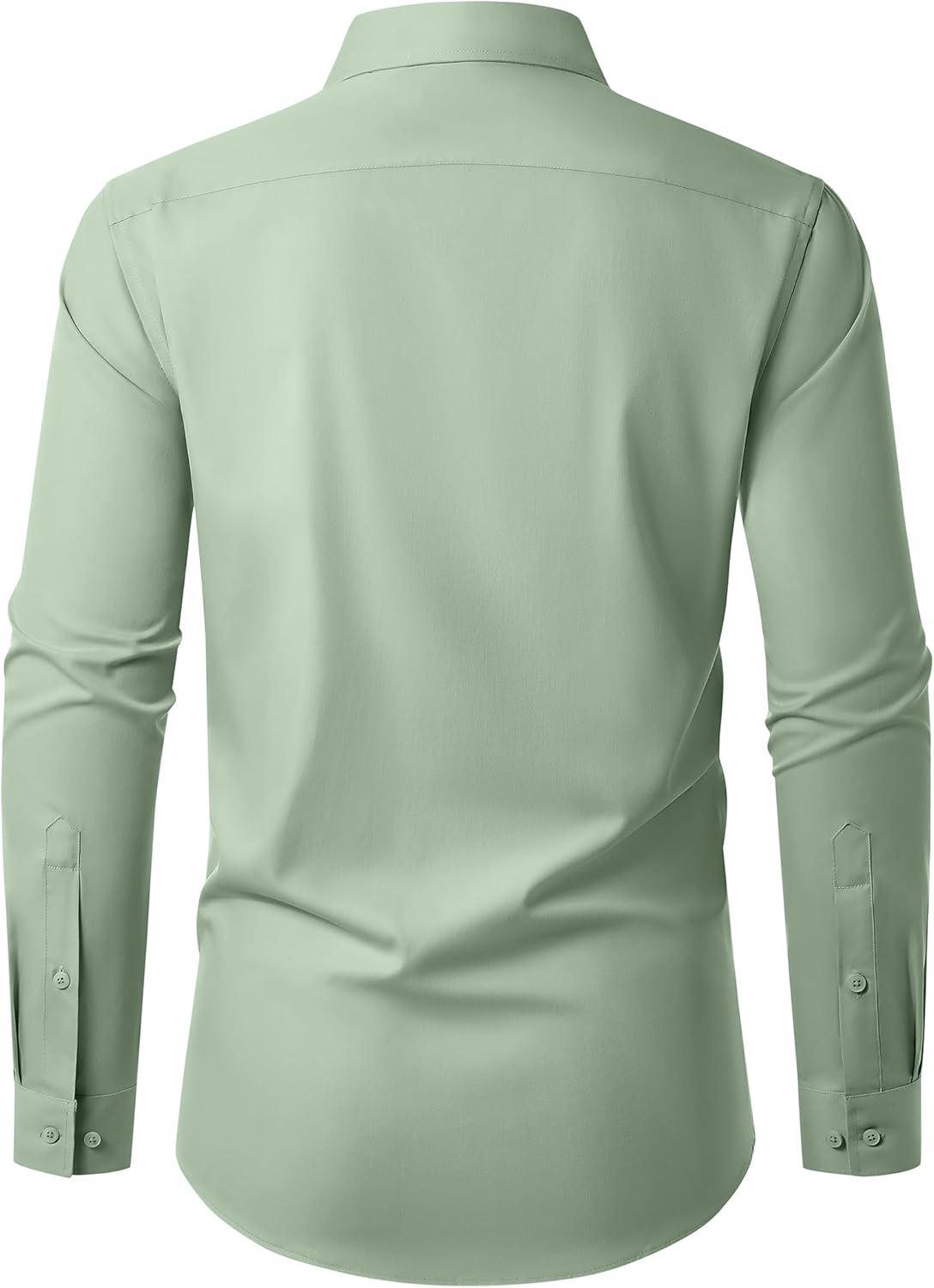 imageAlimens amp Gentle Mens Dress Shirts Long Sleeve Wrinkle Free Stretch Business Casual Button Down ShirtsSage Green