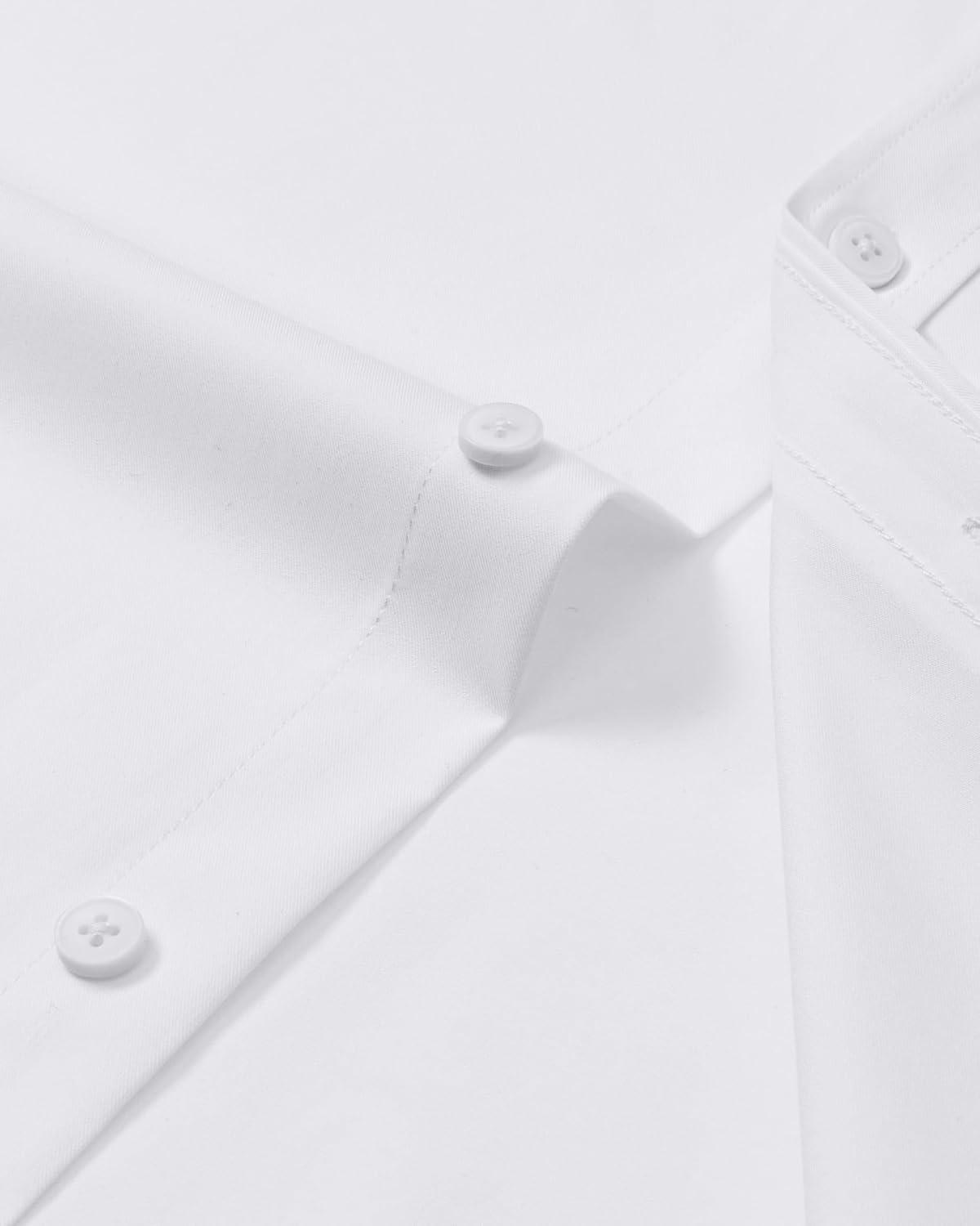 imageAlimens amp Gentle Mens Dress Shirts Long Sleeve Wrinkle Free Stretch Business Casual Button Down ShirtsWhite