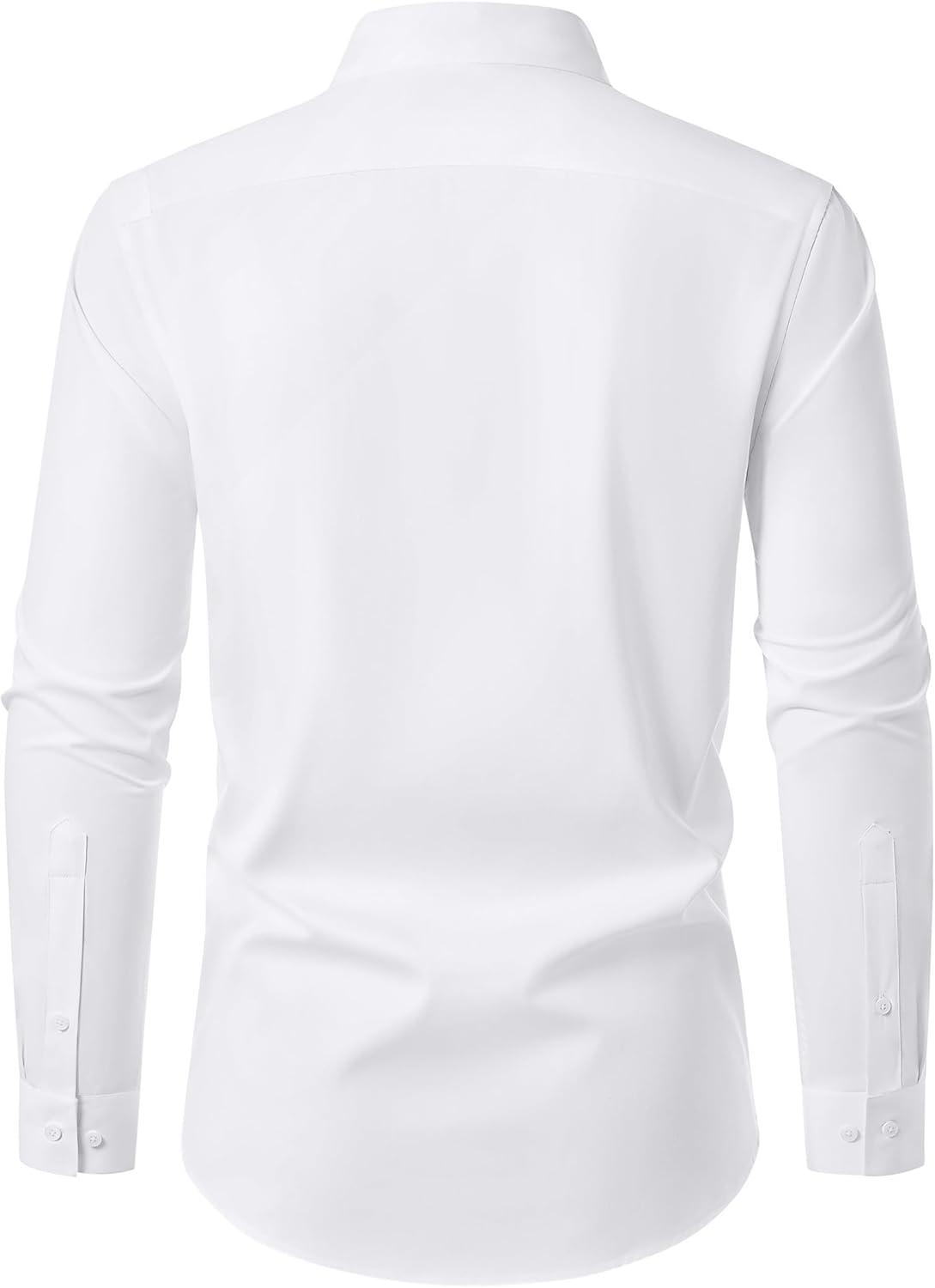 imageAlimens amp Gentle Mens Dress Shirts Long Sleeve Wrinkle Free Stretch Business Casual Button Down ShirtsWhite