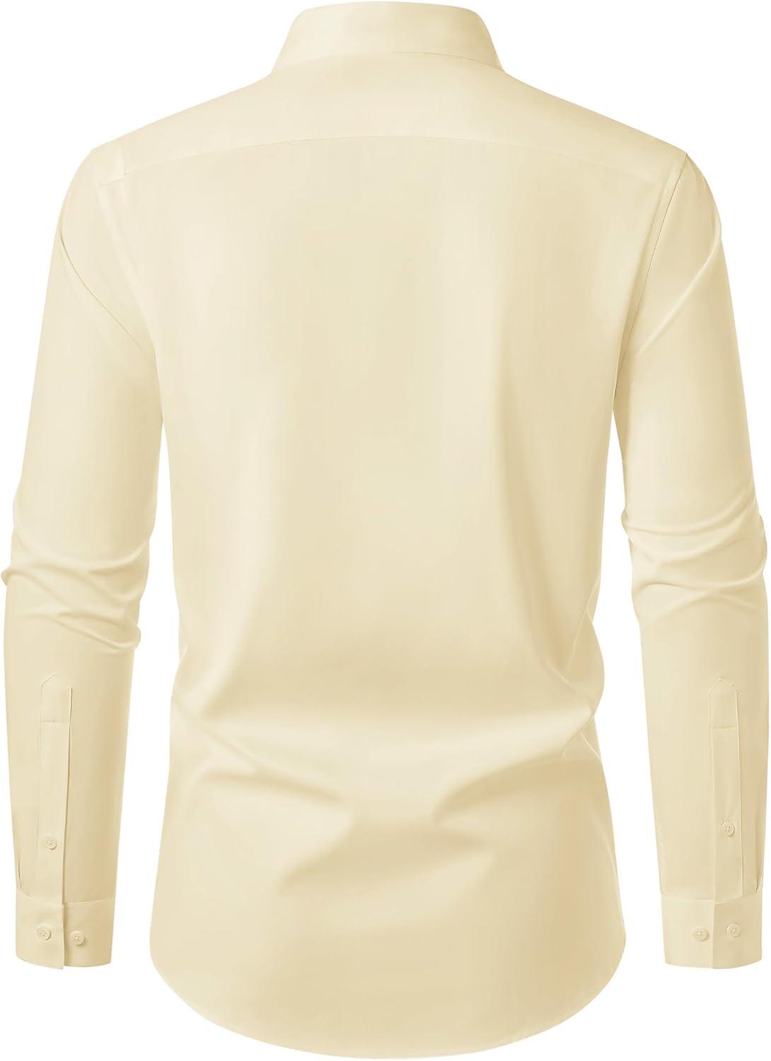 imageAlimens amp Gentle Mens Dress Shirts Long Sleeve Wrinkle Free Stretch Business Casual Button Down ShirtsYellow