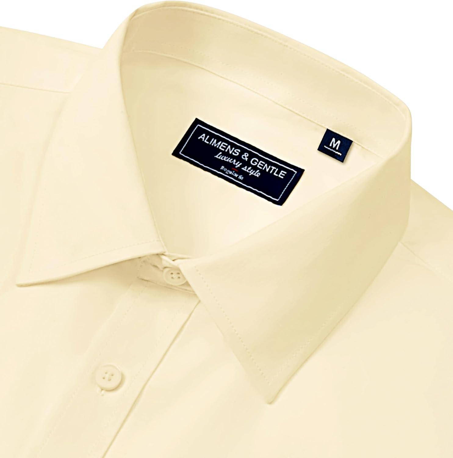 imageAlimens amp Gentle Mens Dress Shirts Long Sleeve Wrinkle Free Stretch Business Casual Button Down ShirtsYellow