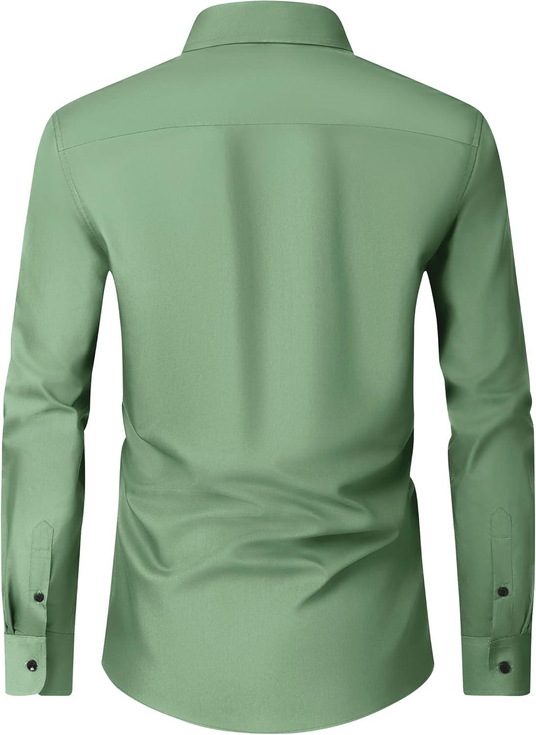 imageAlimens amp Gentle Mens Dress Shirts Long Sleeve Wrinkle Free Stretch Business Casual Wedding Button Down ShirtGrayish Green