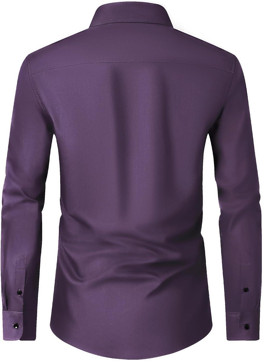 imageAlimens amp Gentle Mens Dress Shirts Long Sleeve Wrinkle Free Stretch Business Casual Wedding Button Down ShirtPurple