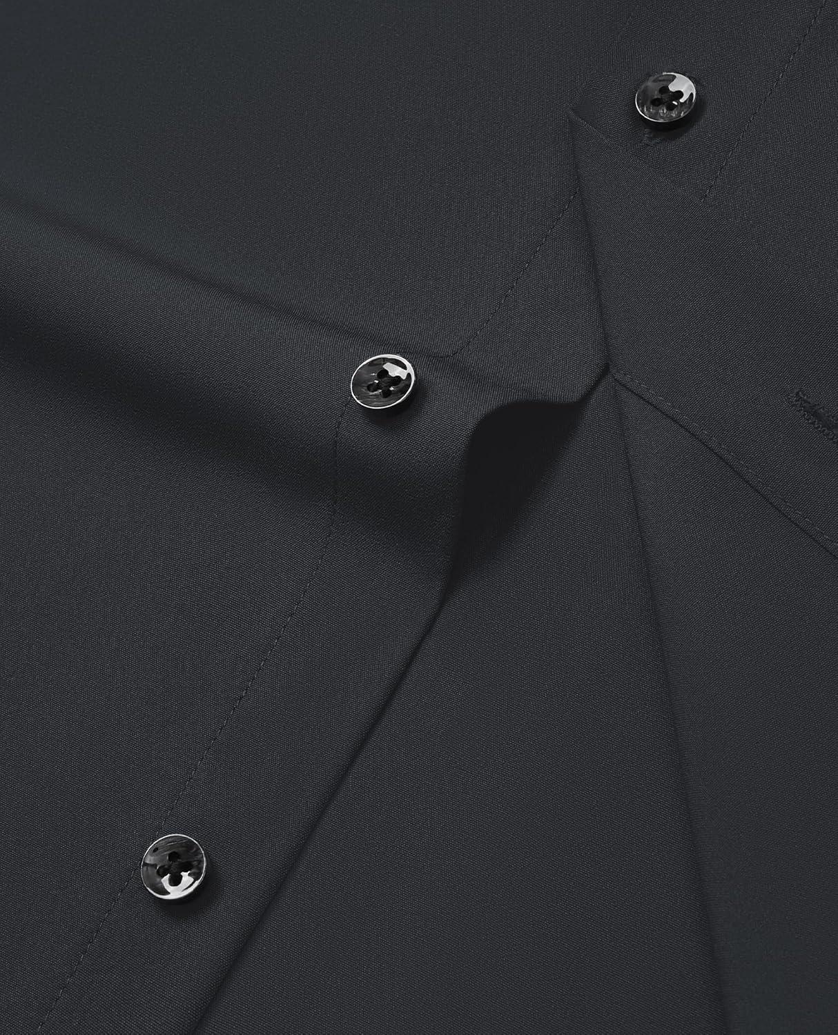imageAlimens amp Gentle Mens Dress Shirts Stretch Long Sleeve Formal Business Wedding Button Down Shirt Wrinkle FreeBlack