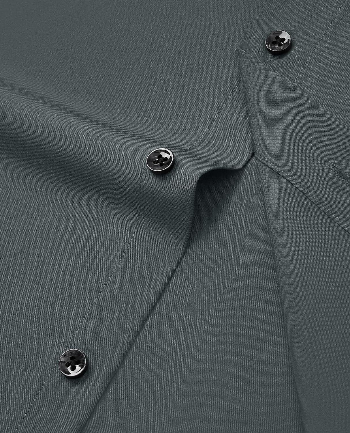 imageAlimens amp Gentle Mens Dress Shirts Stretch Long Sleeve Formal Business Wedding Button Down Shirt Wrinkle FreeDark Grey
