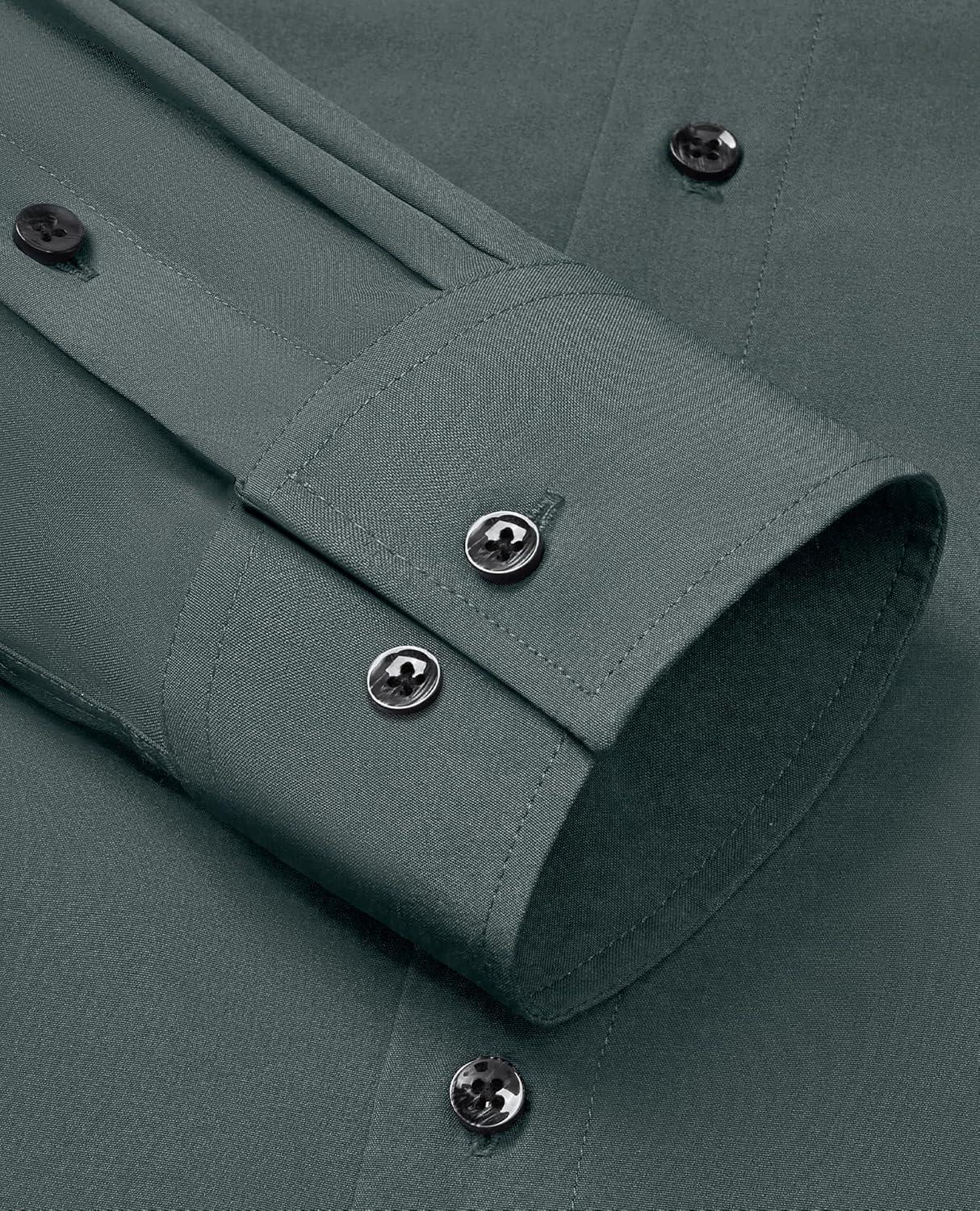 imageAlimens amp Gentle Mens Dress Shirts Stretch Long Sleeve Formal Business Wedding Button Down Shirt Wrinkle FreeDark Grey