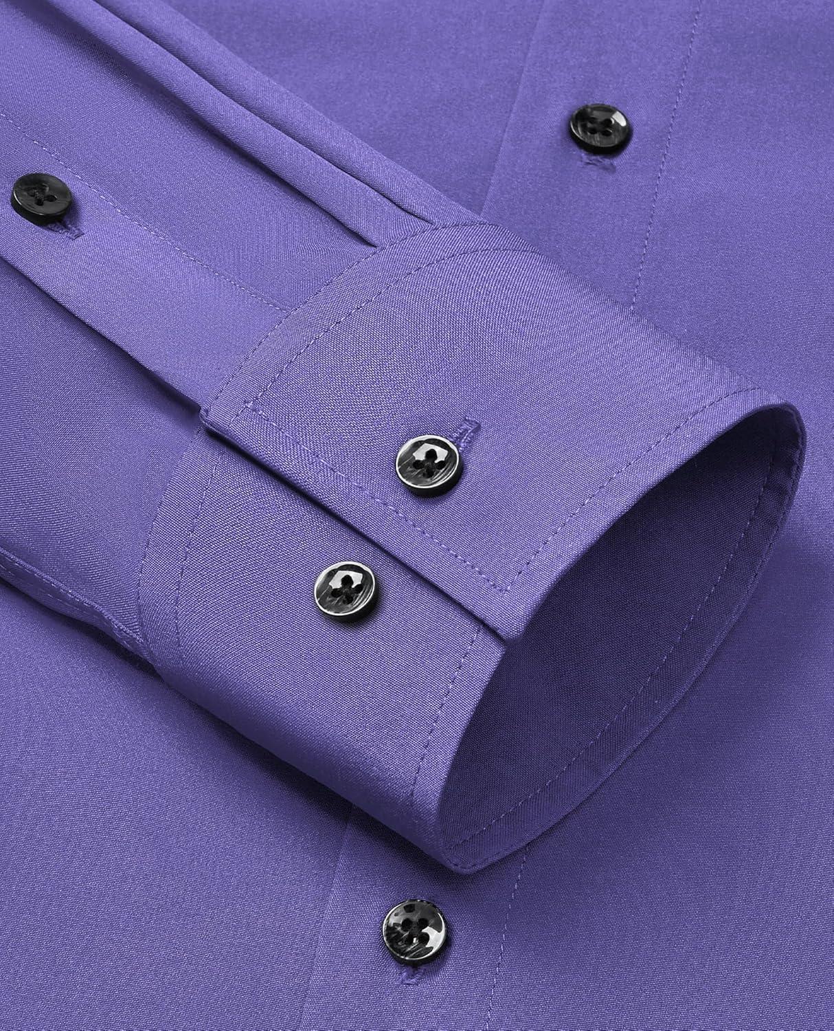 imageAlimens amp Gentle Mens Dress Shirts Stretch Long Sleeve Formal Business Wedding Button Down Shirt Wrinkle FreeDark Purple