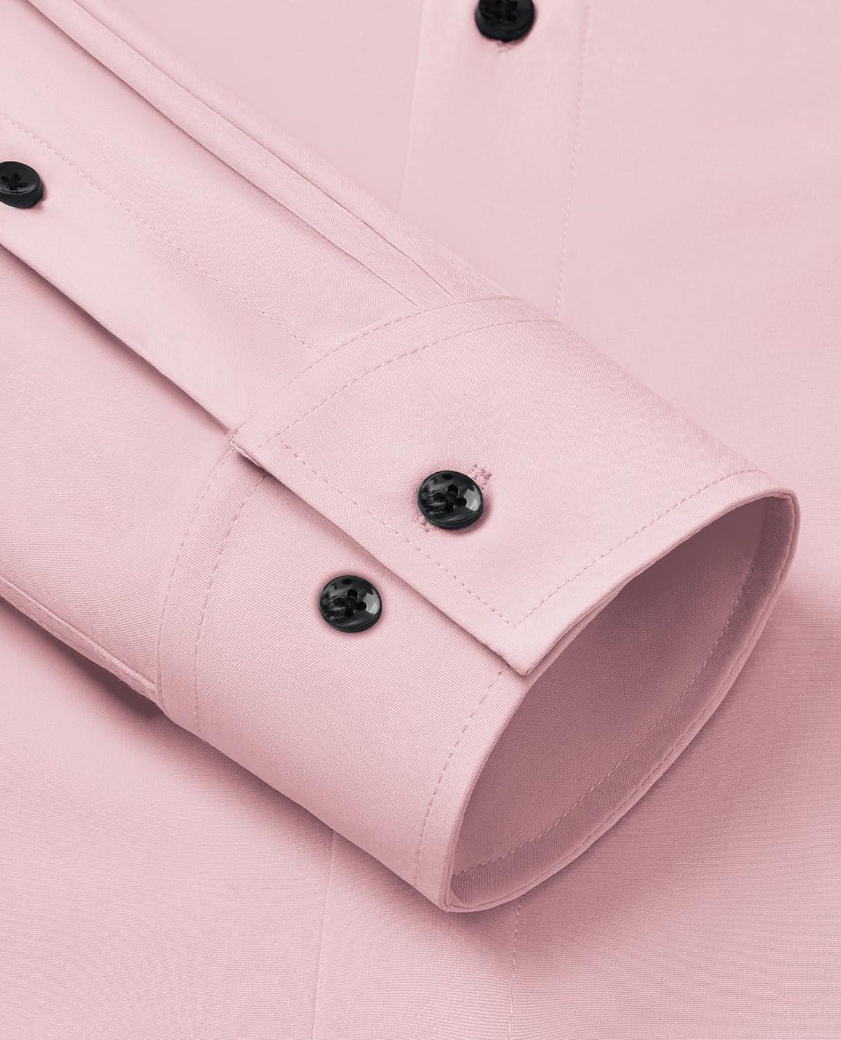 imageAlimens amp Gentle Mens Dress Shirts Stretch Long Sleeve Formal Business Wedding Button Down Shirt Wrinkle FreeDusty Pink