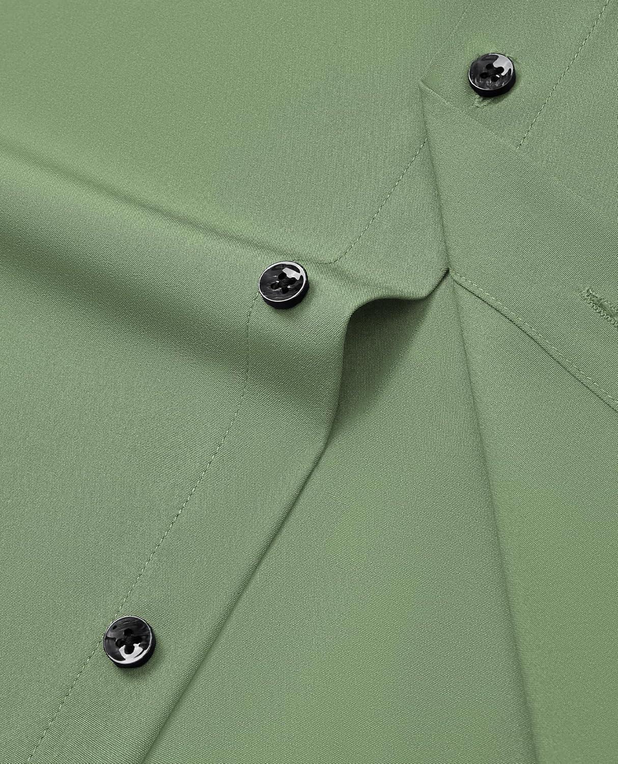 imageAlimens amp Gentle Mens Dress Shirts Stretch Long Sleeve Formal Business Wedding Button Down Shirt Wrinkle FreeGreen