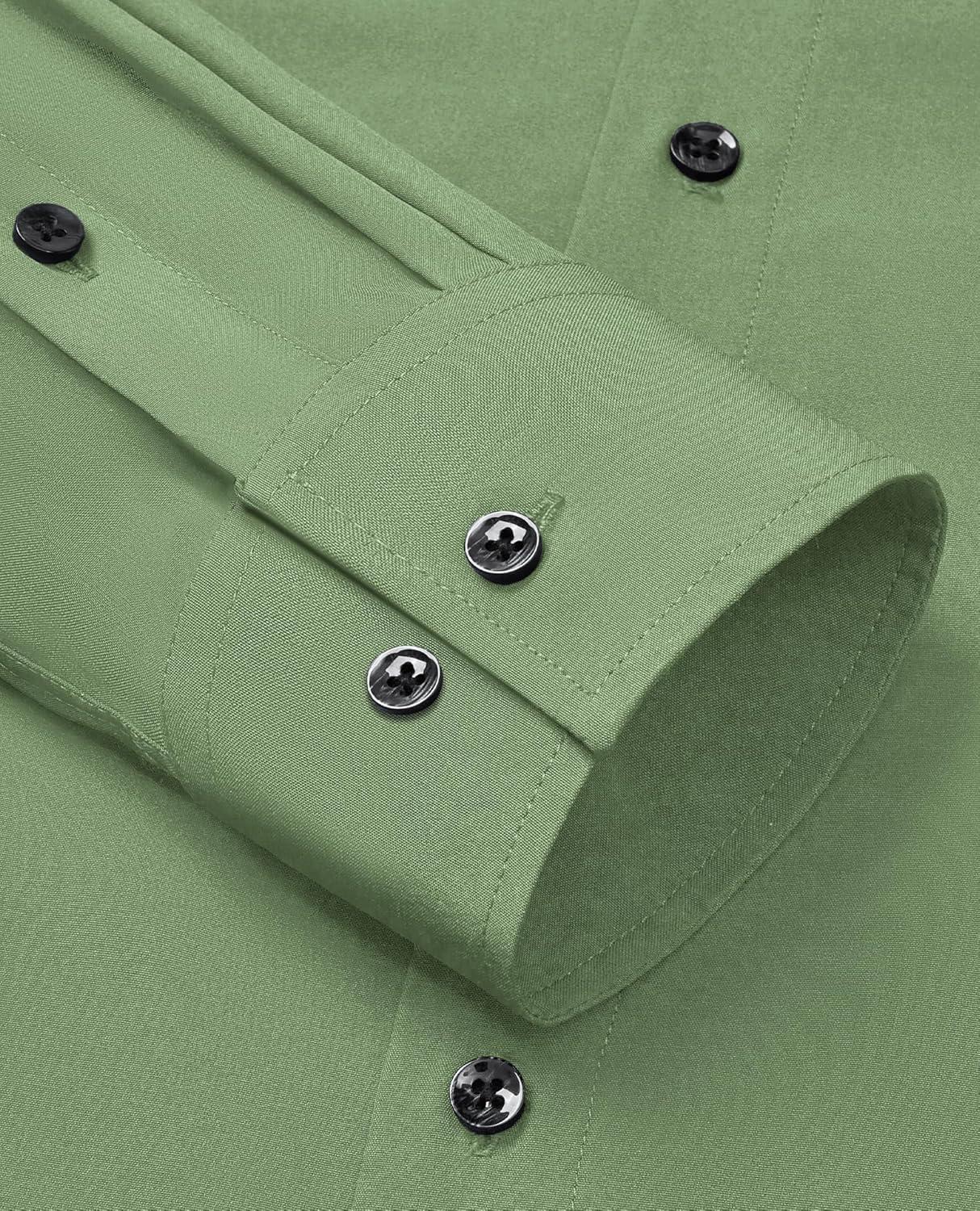 imageAlimens amp Gentle Mens Dress Shirts Stretch Long Sleeve Formal Business Wedding Button Down Shirt Wrinkle FreeGreen