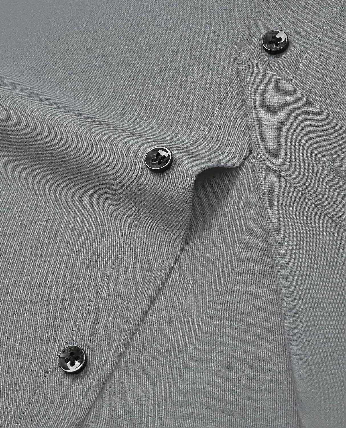 imageAlimens amp Gentle Mens Dress Shirts Stretch Long Sleeve Formal Business Wedding Button Down Shirt Wrinkle FreeGrey