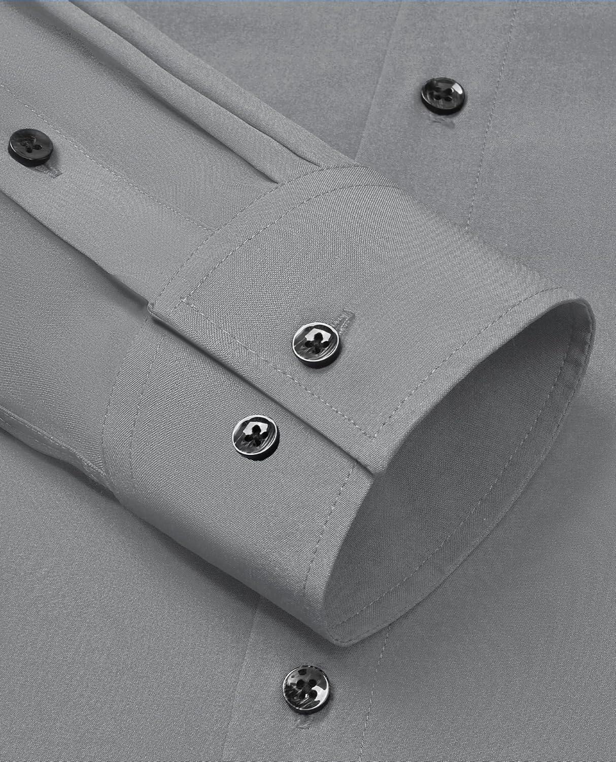 imageAlimens amp Gentle Mens Dress Shirts Stretch Long Sleeve Formal Business Wedding Button Down Shirt Wrinkle FreeGrey