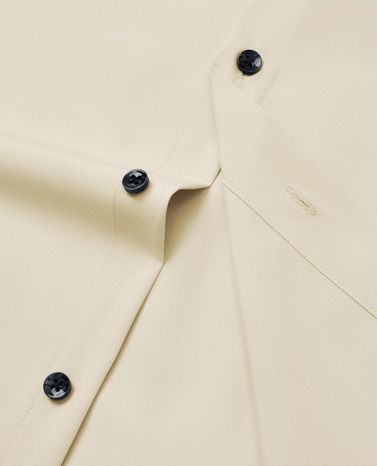 imageAlimens amp Gentle Mens Dress Shirts Stretch Long Sleeve Formal Business Wedding Button Down Shirt Wrinkle FreeKhaki