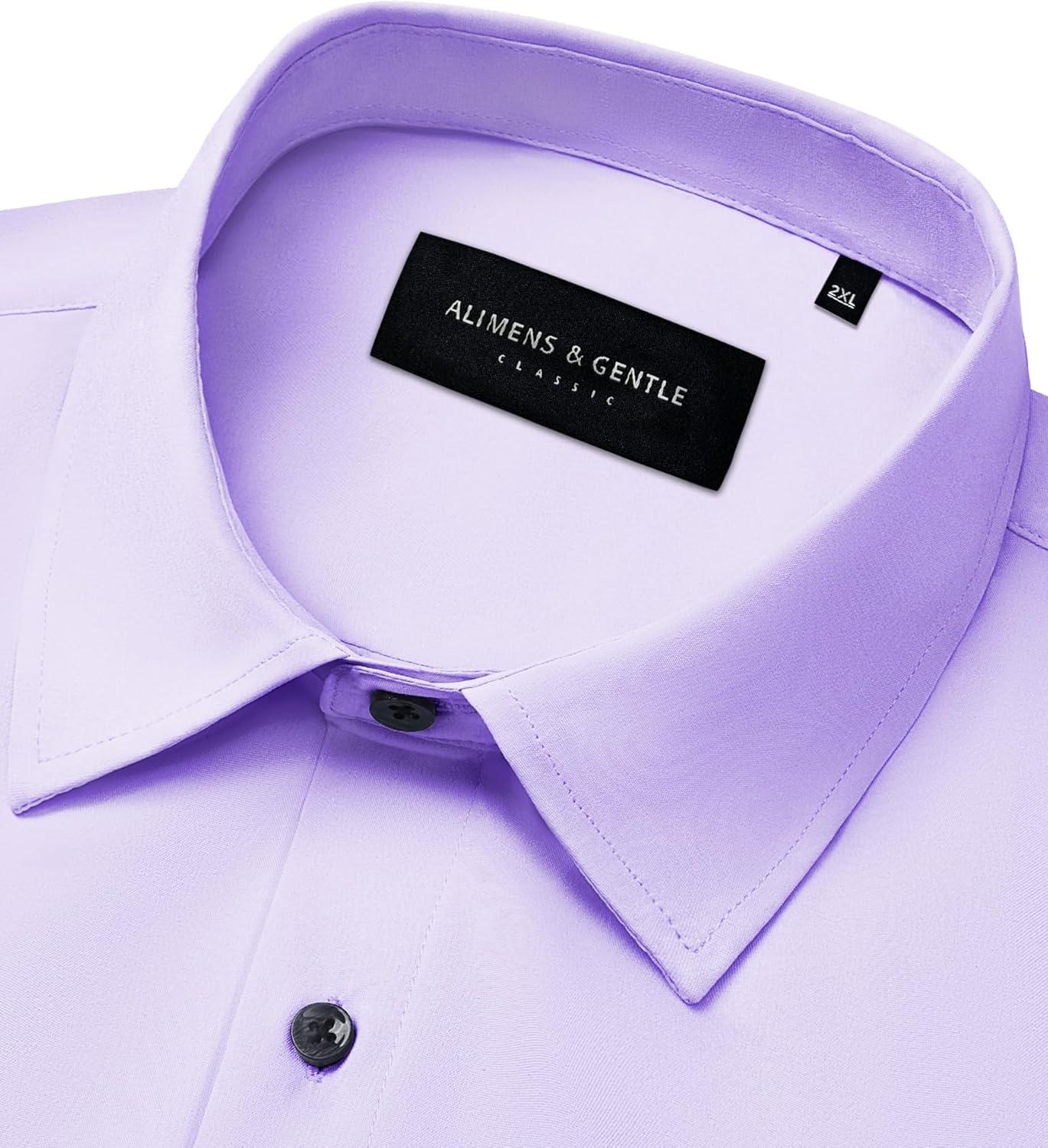 imageAlimens amp Gentle Mens Dress Shirts Stretch Long Sleeve Formal Business Wedding Button Down Shirt Wrinkle FreeLavender Purple