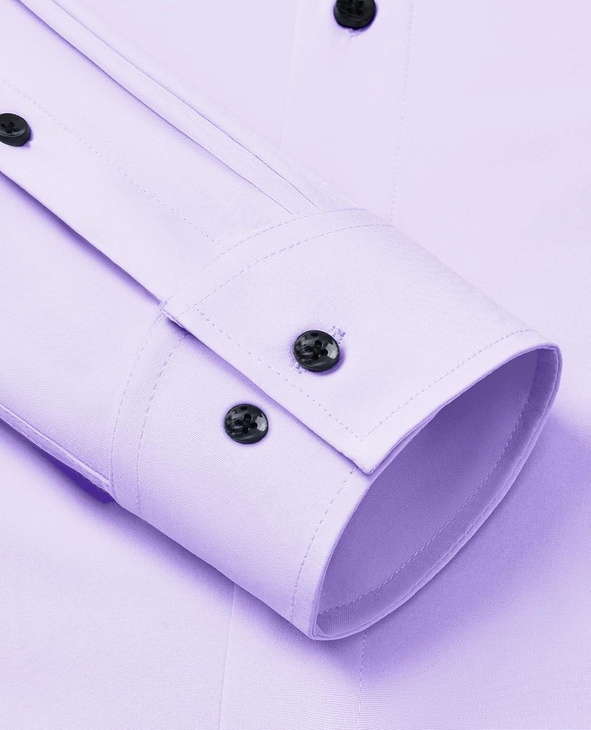 imageAlimens amp Gentle Mens Dress Shirts Stretch Long Sleeve Formal Business Wedding Button Down Shirt Wrinkle FreeLavender Purple