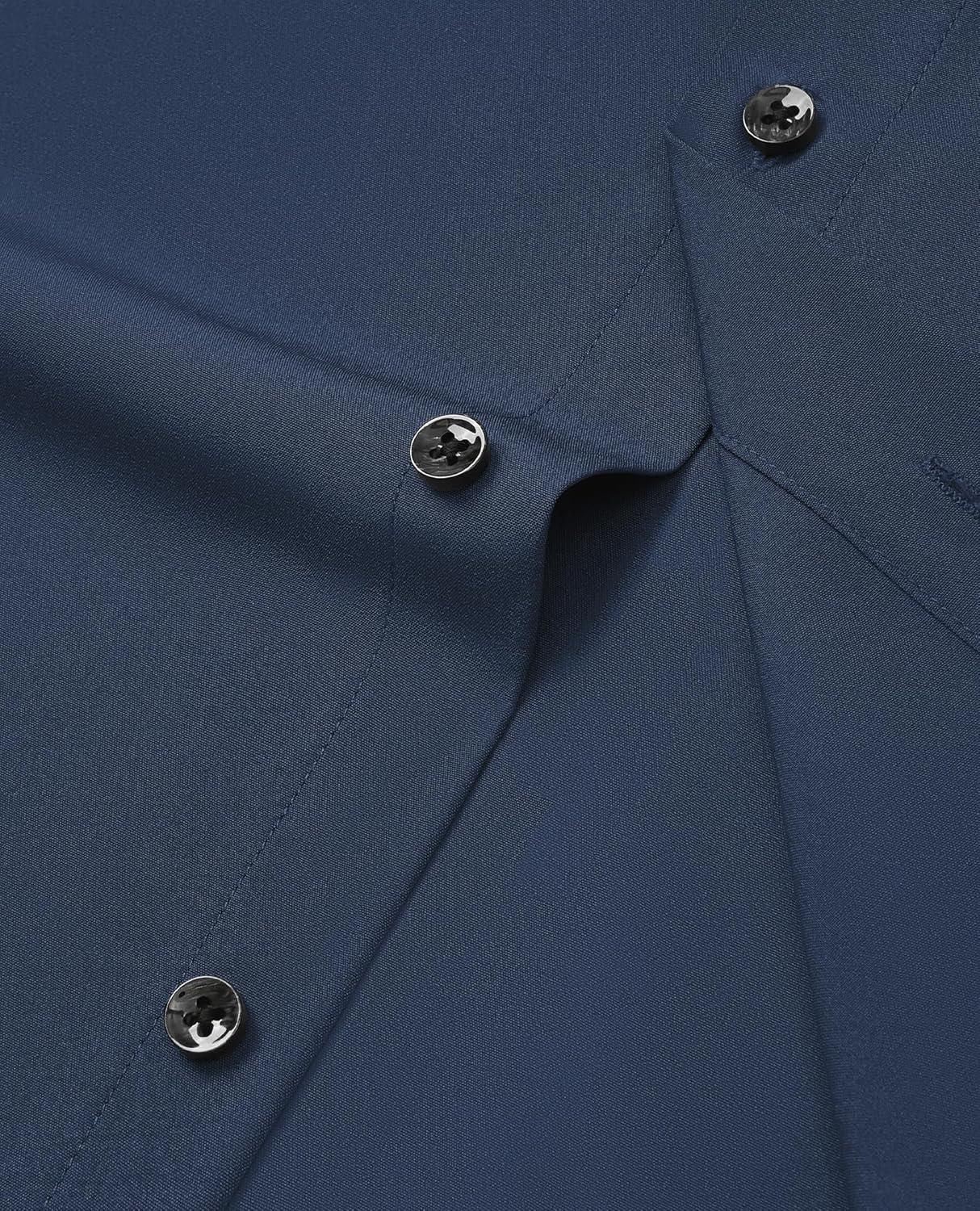 imageAlimens amp Gentle Mens Dress Shirts Stretch Long Sleeve Formal Business Wedding Button Down Shirt Wrinkle FreeNavy Blue