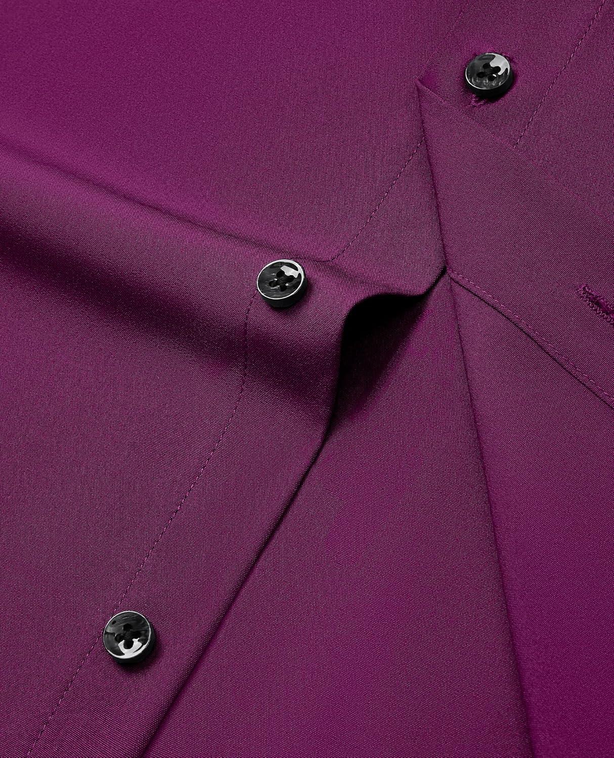 imageAlimens amp Gentle Mens Dress Shirts Stretch Long Sleeve Formal Business Wedding Button Down Shirt Wrinkle FreePurple Red