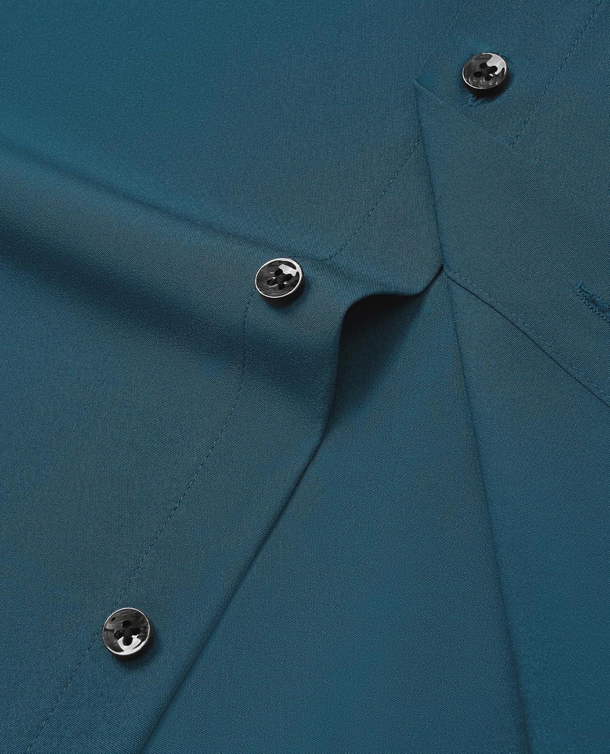 imageAlimens amp Gentle Mens Dress Shirts Stretch Long Sleeve Formal Business Wedding Button Down Shirt Wrinkle FreeTeal