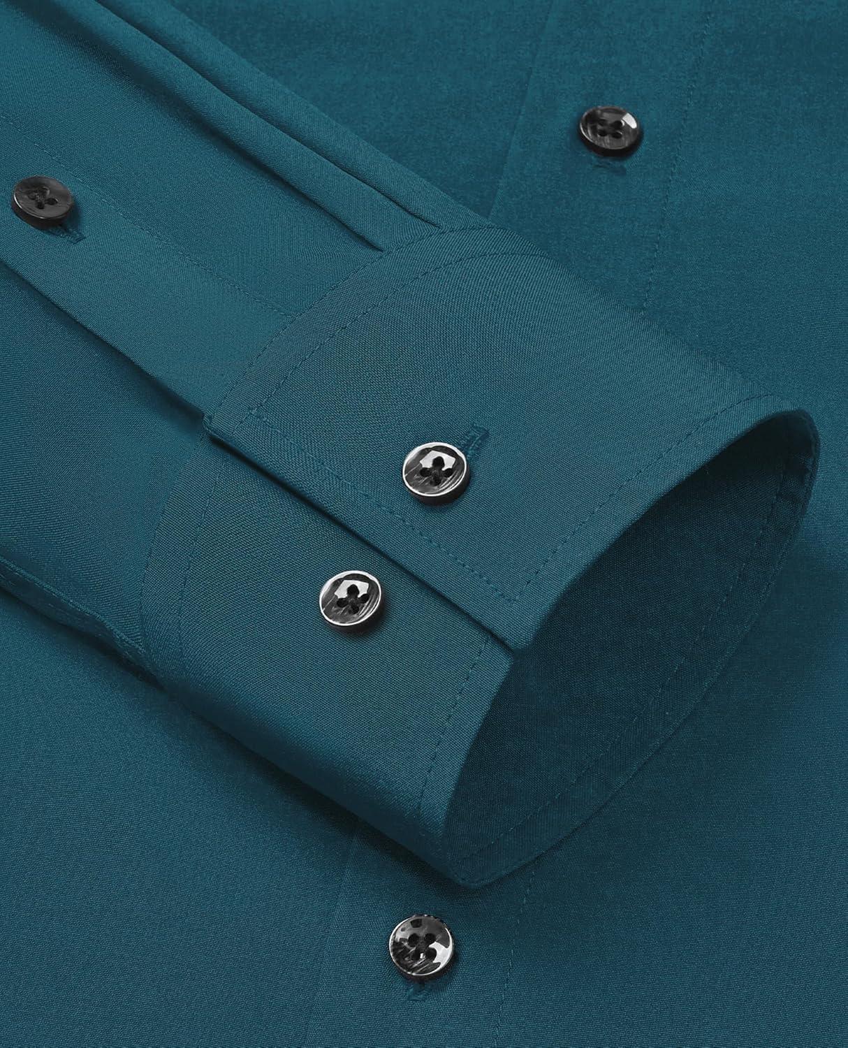 imageAlimens amp Gentle Mens Dress Shirts Stretch Long Sleeve Formal Business Wedding Button Down Shirt Wrinkle FreeTeal
