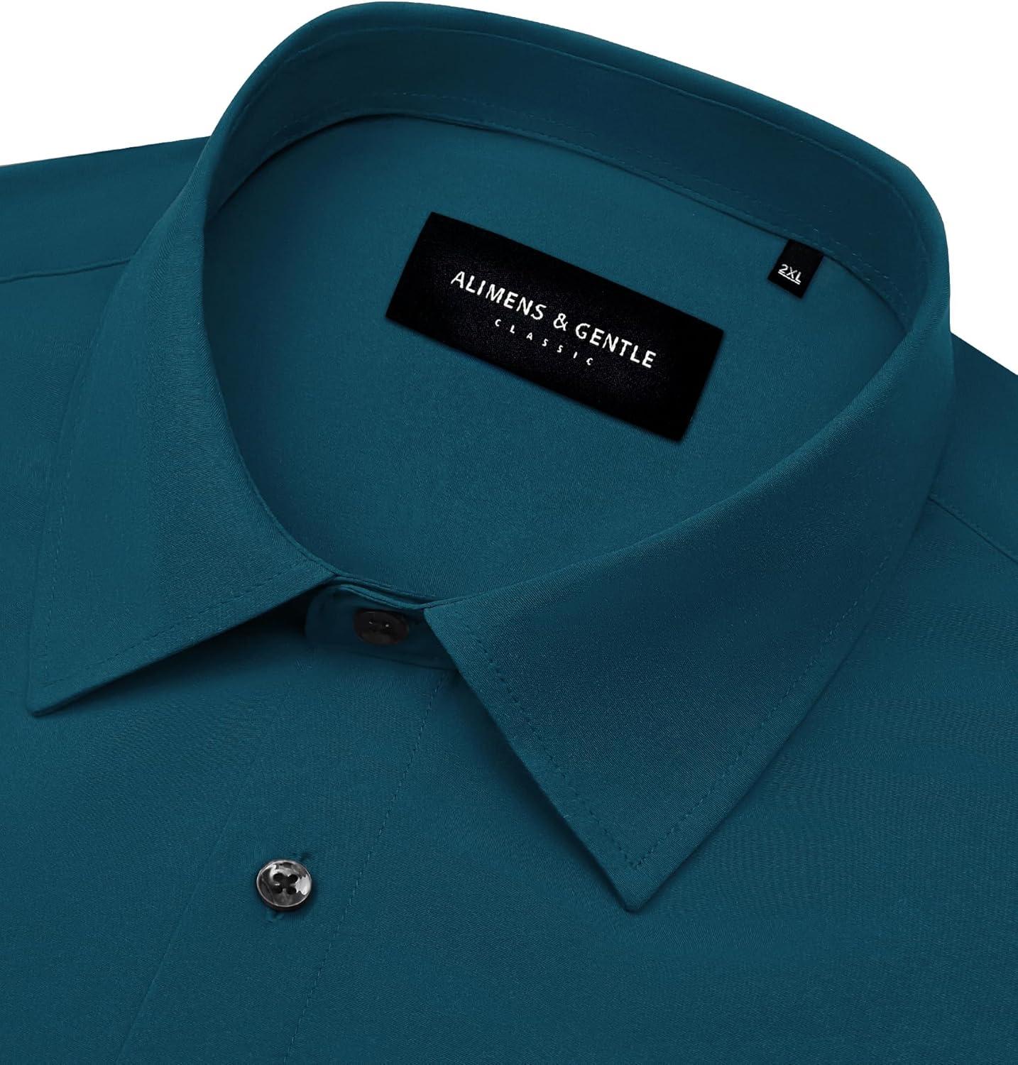 imageAlimens amp Gentle Mens Dress Shirts Stretch Long Sleeve Formal Business Wedding Button Down Shirt Wrinkle FreeTeal