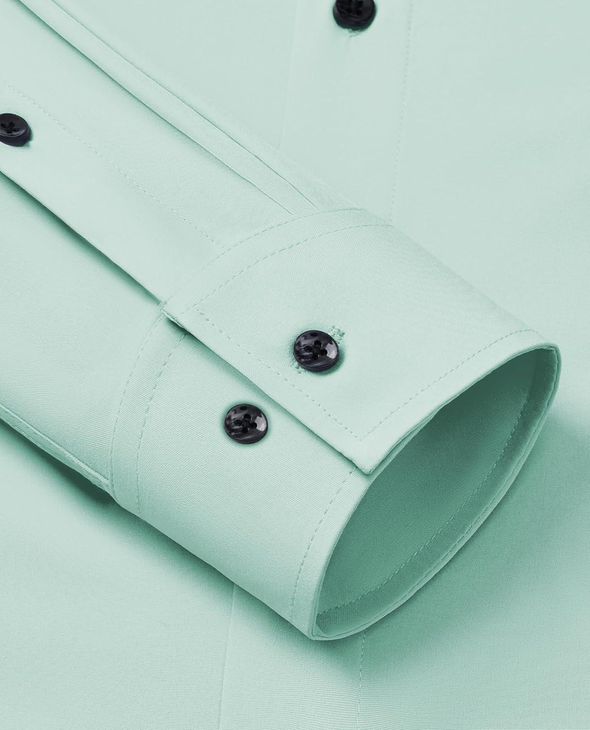 imageAlimens amp Gentle Mens Dress Shirts Stretch Long Sleeve Formal Business Wedding Button Down Shirt Wrinkle FreeTurquoise Green