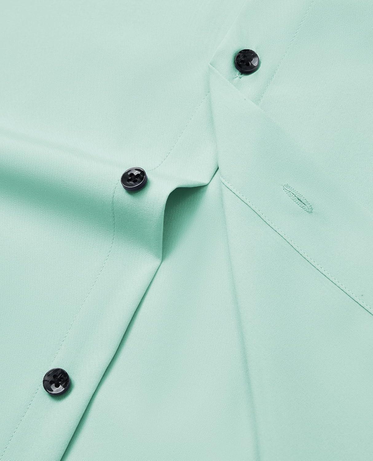 imageAlimens amp Gentle Mens Dress Shirts Stretch Long Sleeve Formal Business Wedding Button Down Shirt Wrinkle FreeTurquoise Green