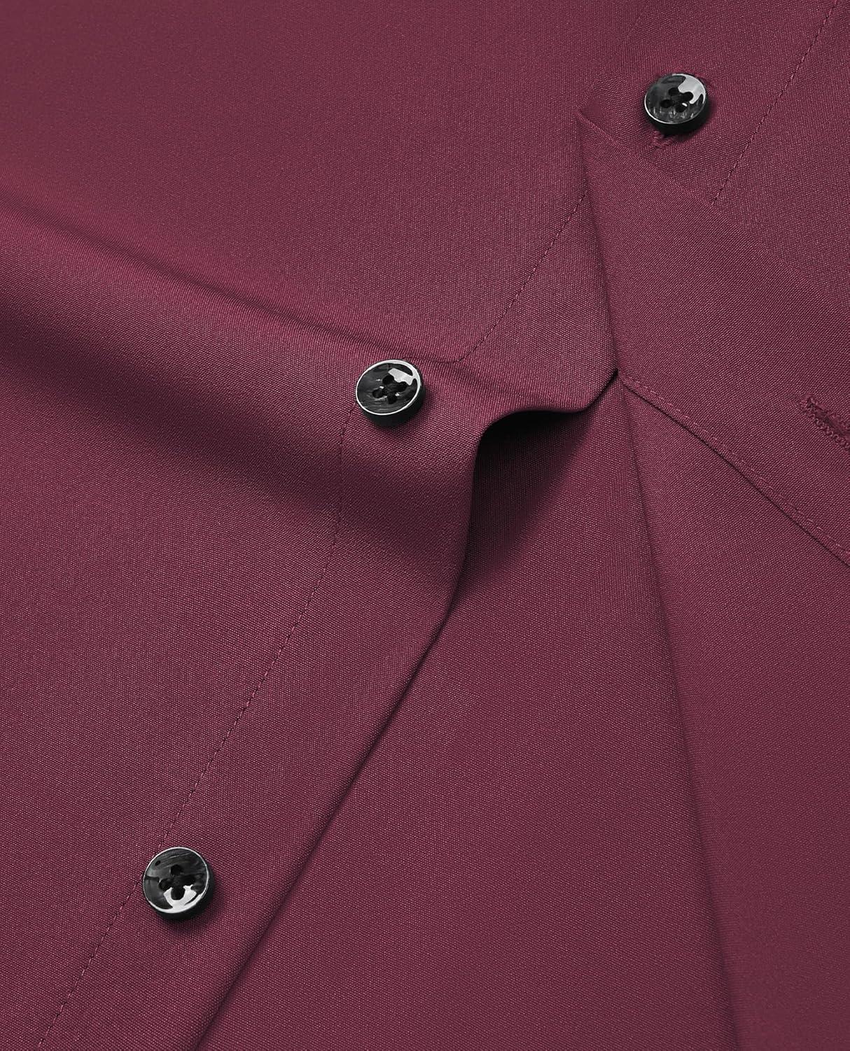 imageAlimens amp Gentle Mens Dress Shirts Stretch Long Sleeve Formal Business Wedding Button Down Shirt Wrinkle FreeWine Red