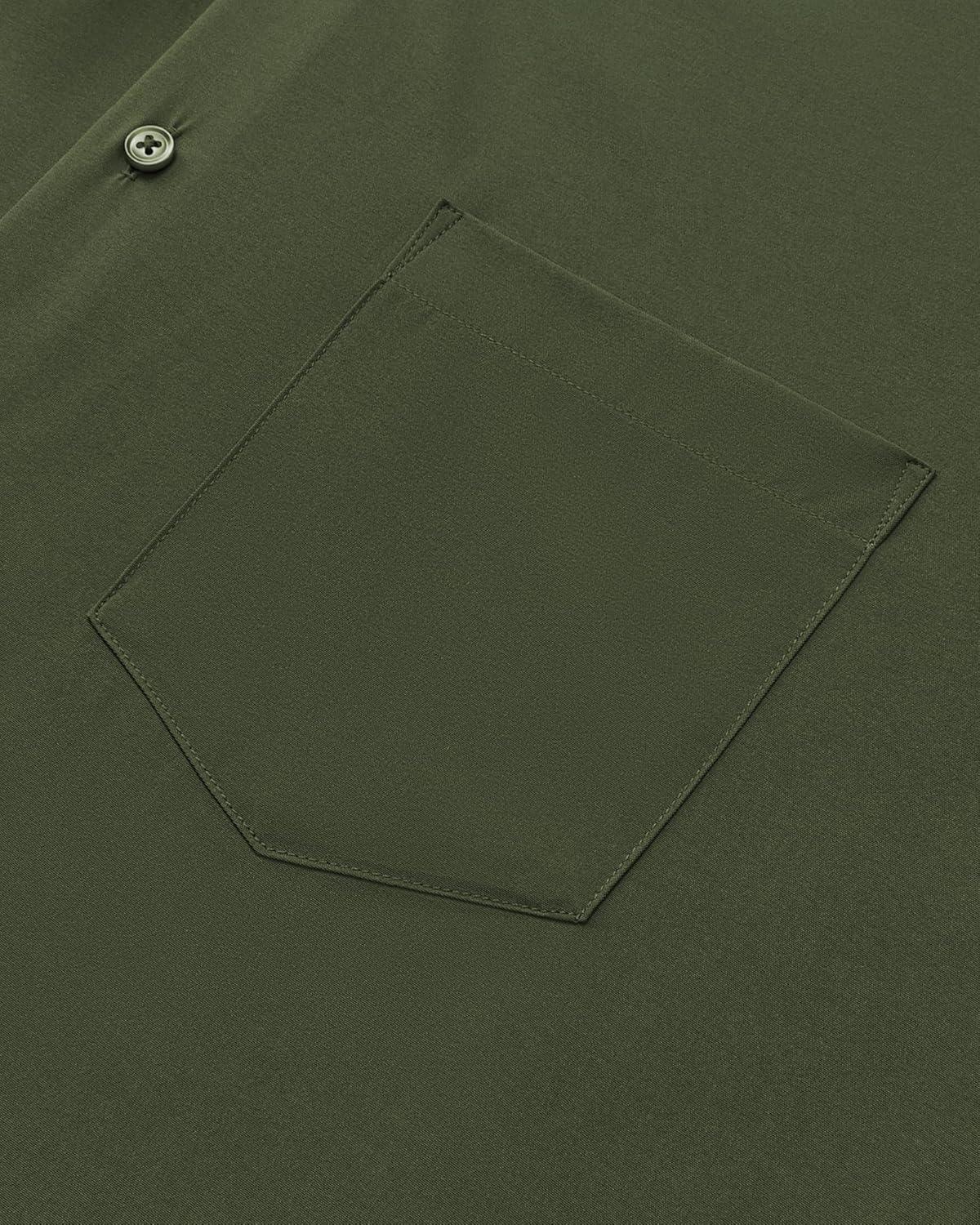 imageAlimens amp Gentle Mens Dress Shirts Stretch Long Sleeve Wrinkle Free Business Casual Button Down Shirt for WeddingArmy Green