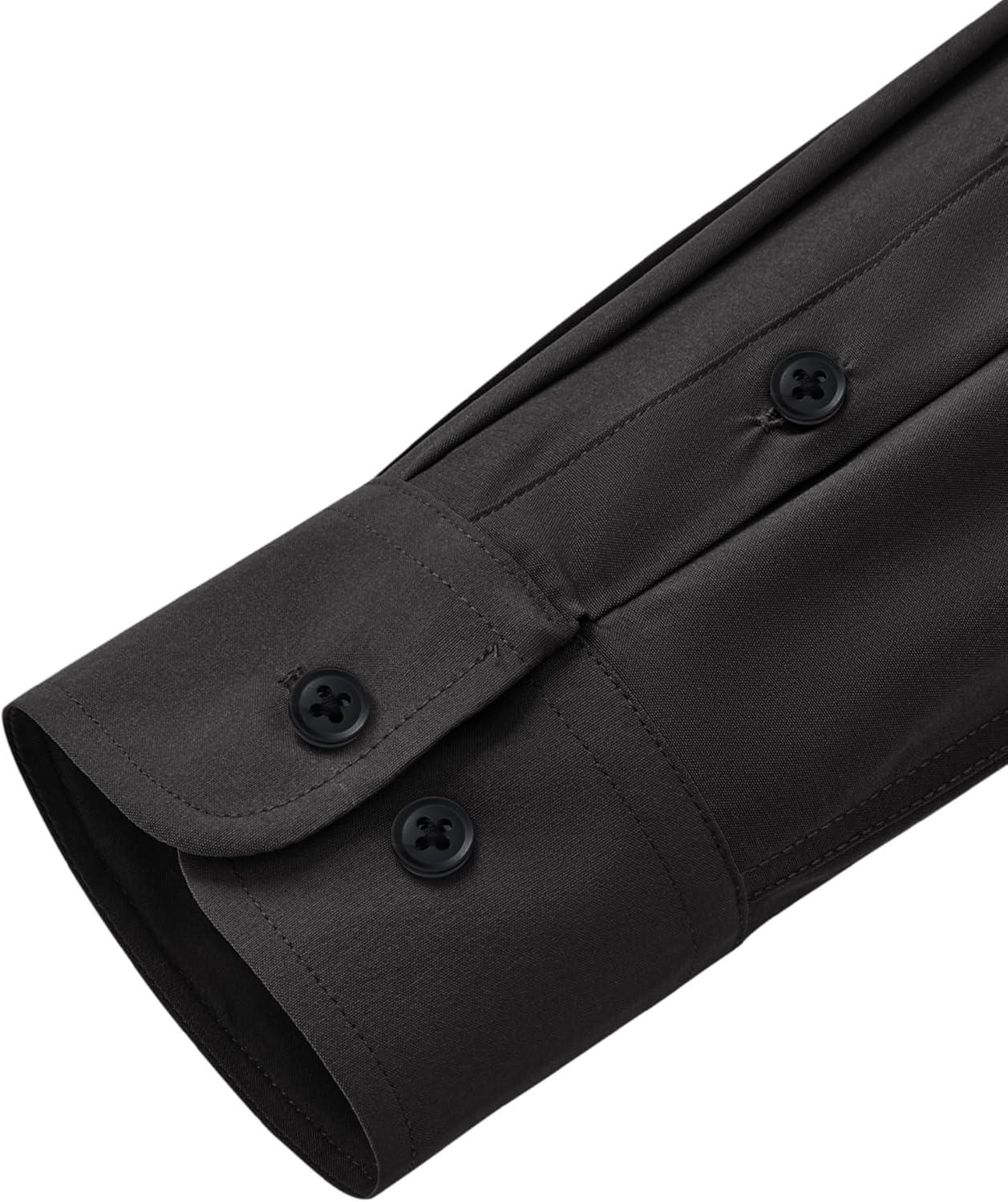 imageAlimens amp Gentle Mens Dress Shirts Stretch Long Sleeve Wrinkle Free Business Casual Button Down Shirt for WeddingBlack
