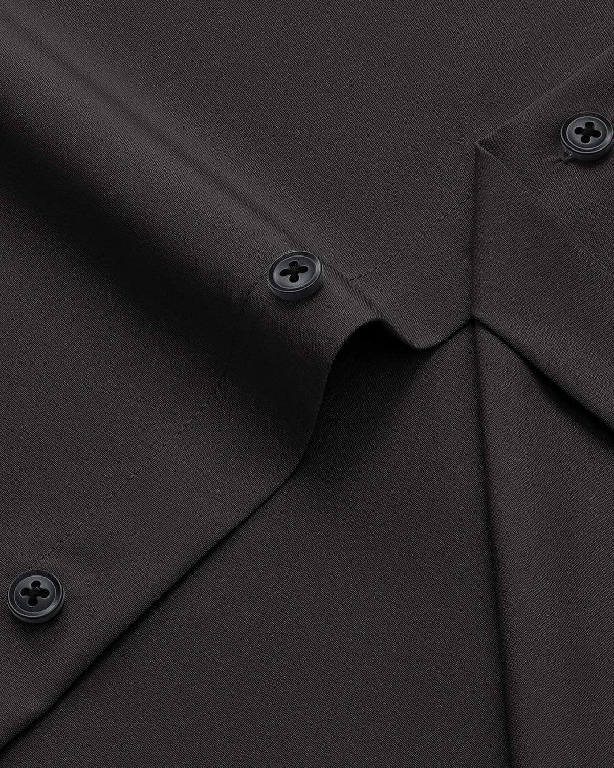 imageAlimens amp Gentle Mens Dress Shirts Stretch Long Sleeve Wrinkle Free Business Casual Button Down Shirt for WeddingBlack