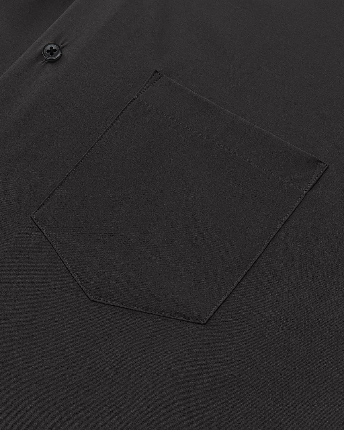 imageAlimens amp Gentle Mens Dress Shirts Stretch Long Sleeve Wrinkle Free Business Casual Button Down Shirt for WeddingBlack