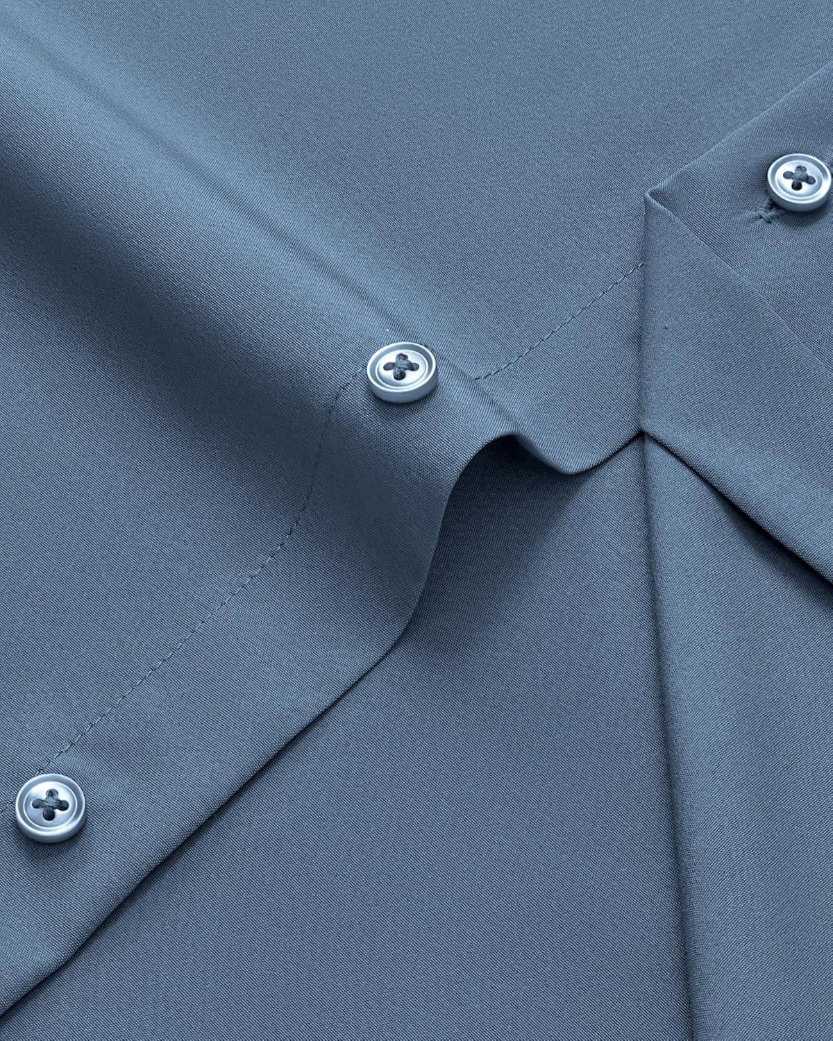 imageAlimens amp Gentle Mens Dress Shirts Stretch Long Sleeve Wrinkle Free Business Casual Button Down Shirt for WeddingBlue