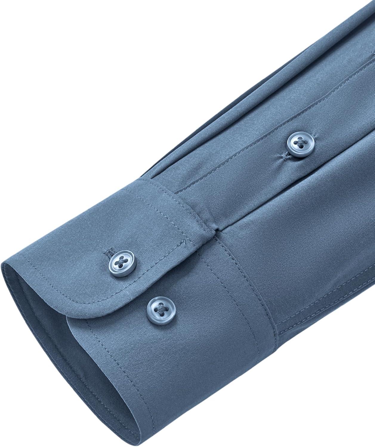 imageAlimens amp Gentle Mens Dress Shirts Stretch Long Sleeve Wrinkle Free Business Casual Button Down Shirt for WeddingBlue